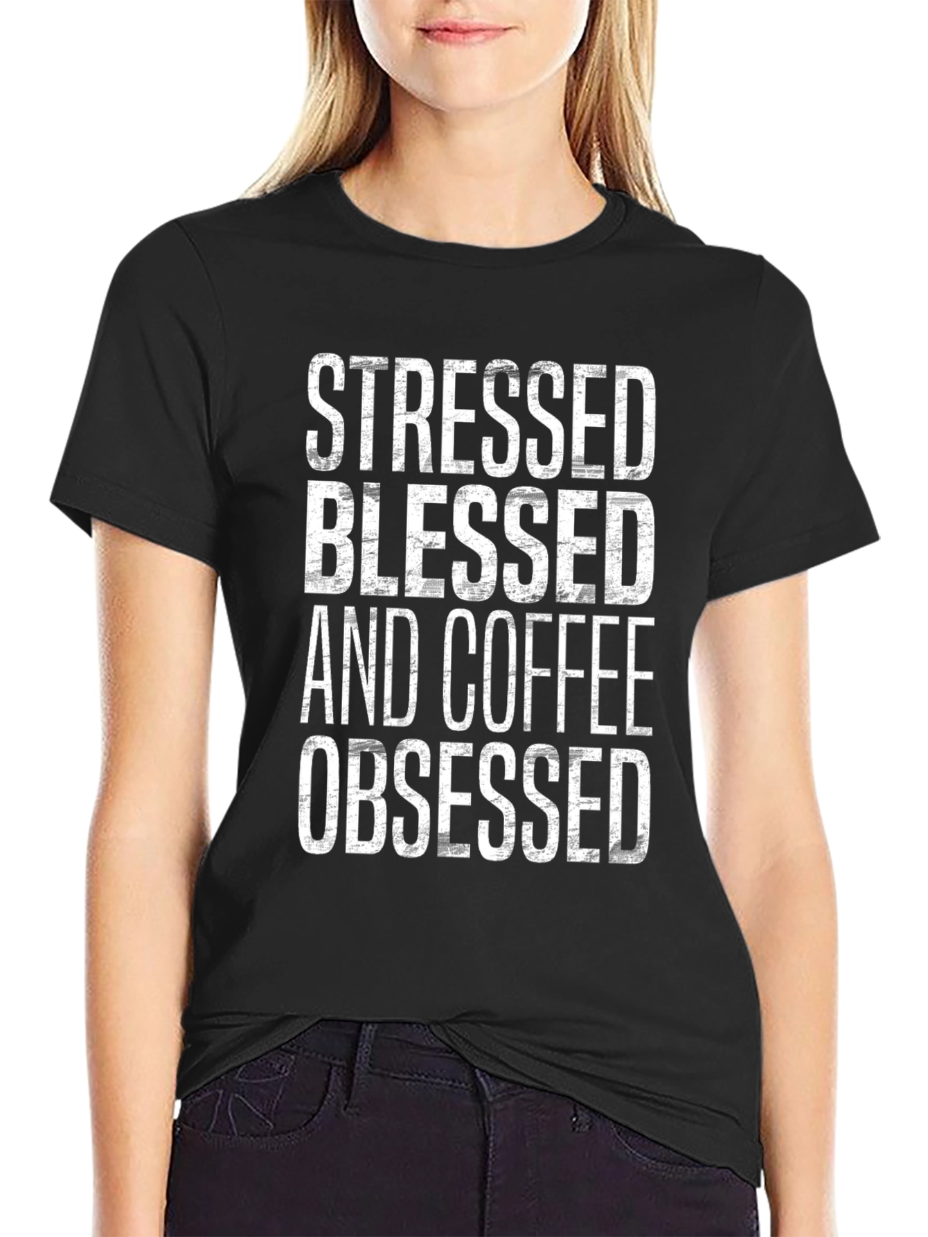 Stressed Blessed Coffee Obsessed Graphic Tee