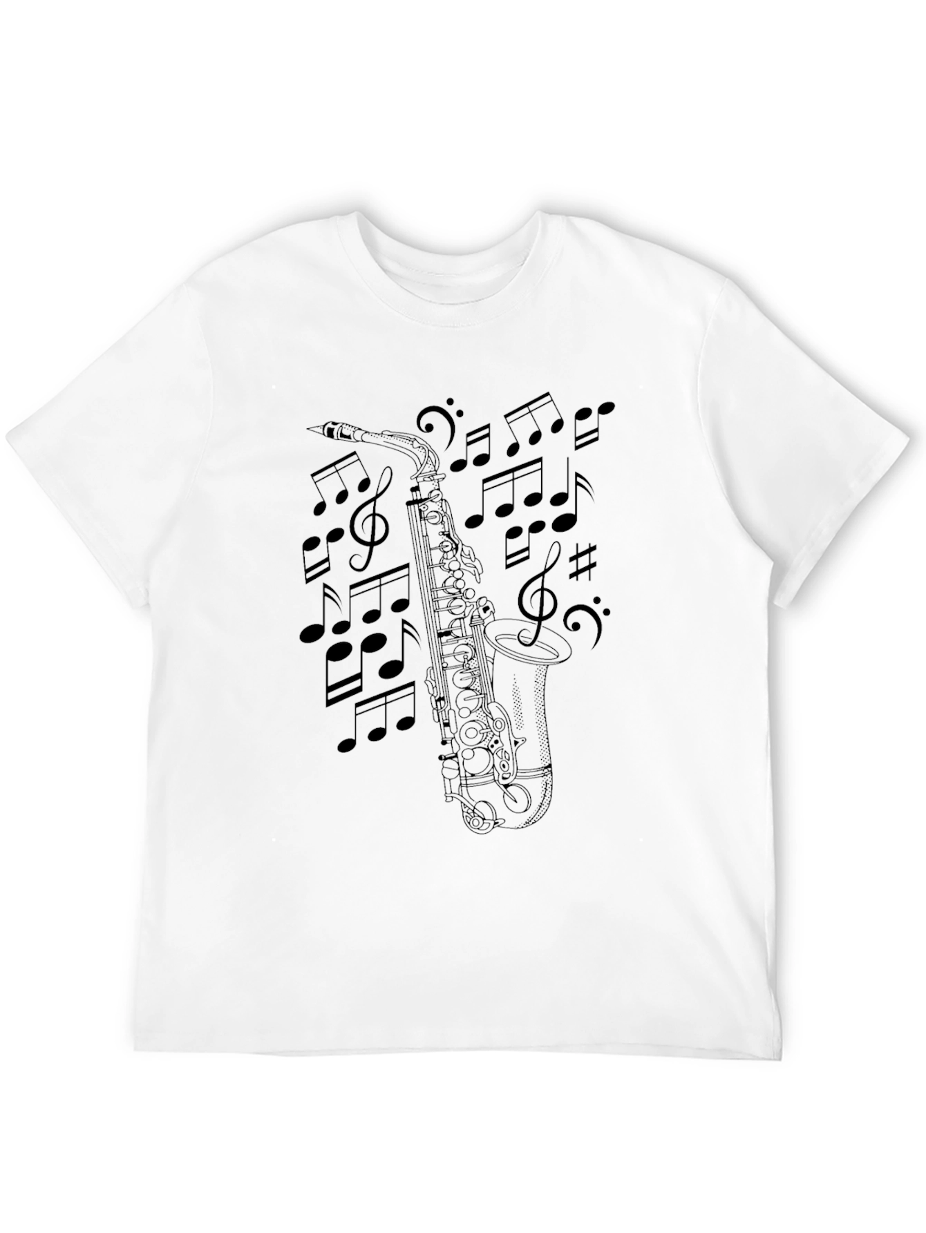 Saxophone Music Notes Graphic T-Shirt