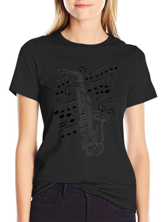 Saxophone Music Notes Graphic T-Shirt