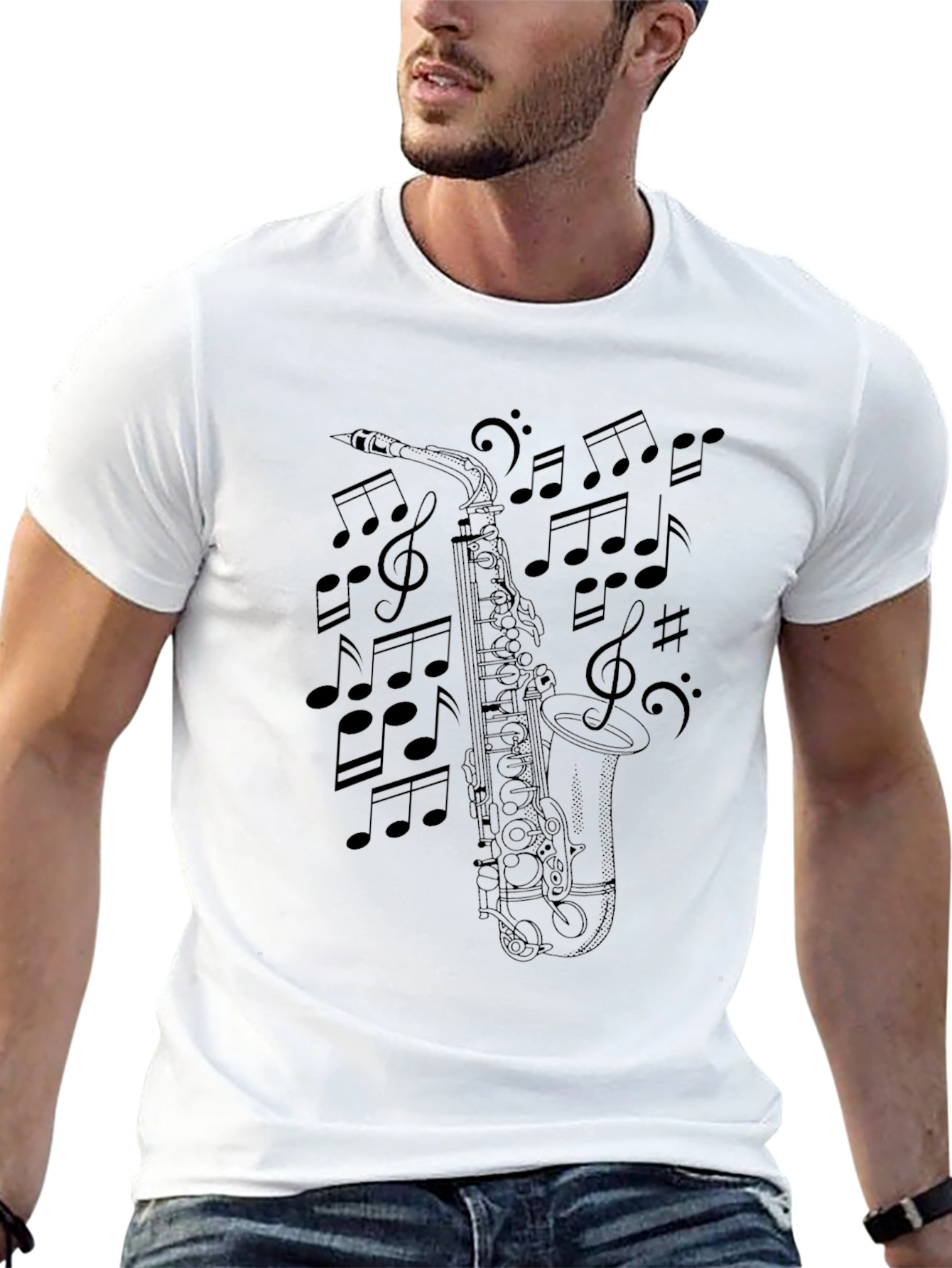 Saxophone Music Notes Graphic T-Shirt