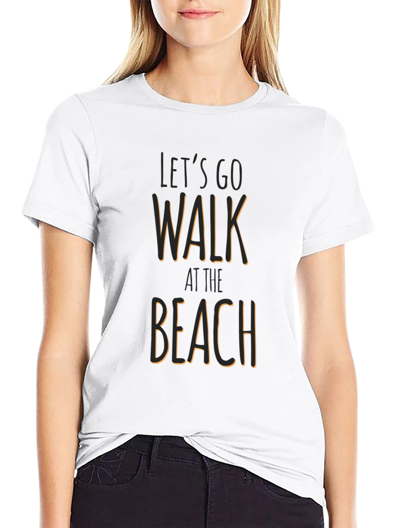 Lets Go Walk at the Beach Graphic T-Shirt