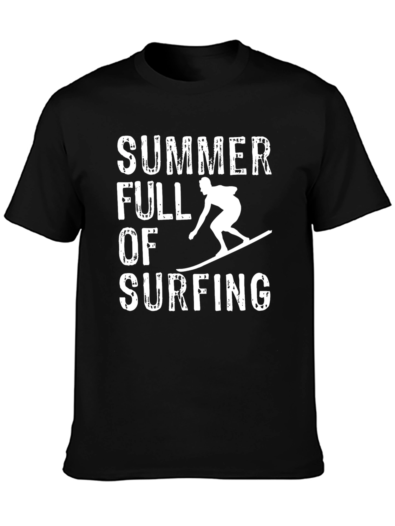Summer Surfing T-Shirt - Black Crew Neck Tee