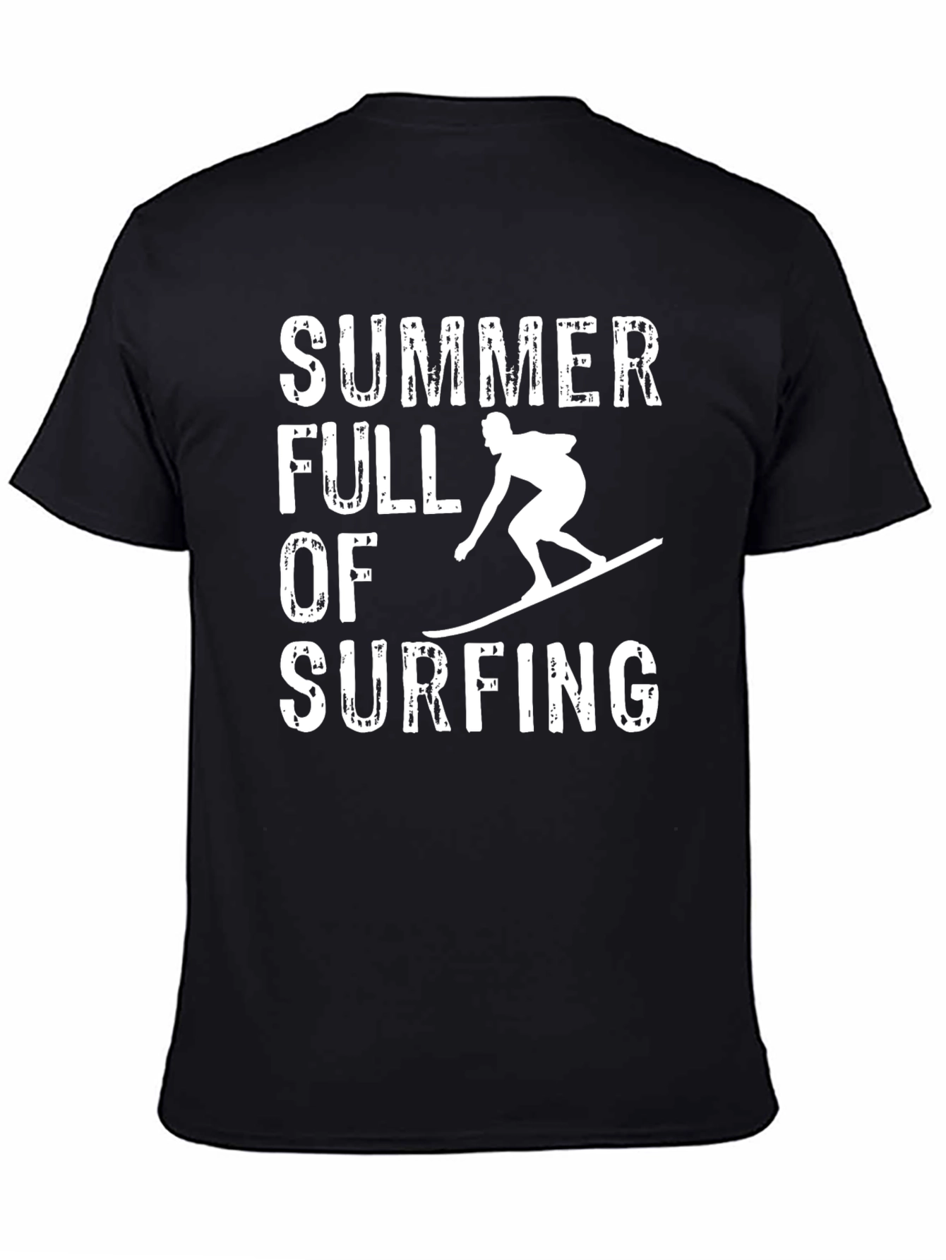 Summer Surfing T-Shirt - Black Crew Neck Tee