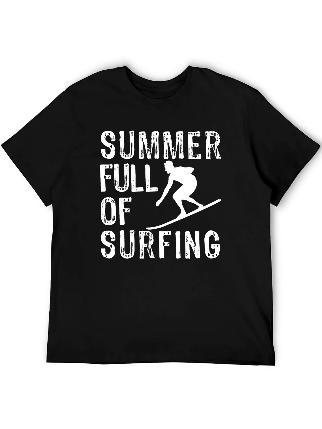Summer Surfing T-Shirt - Black Crew Neck Tee
