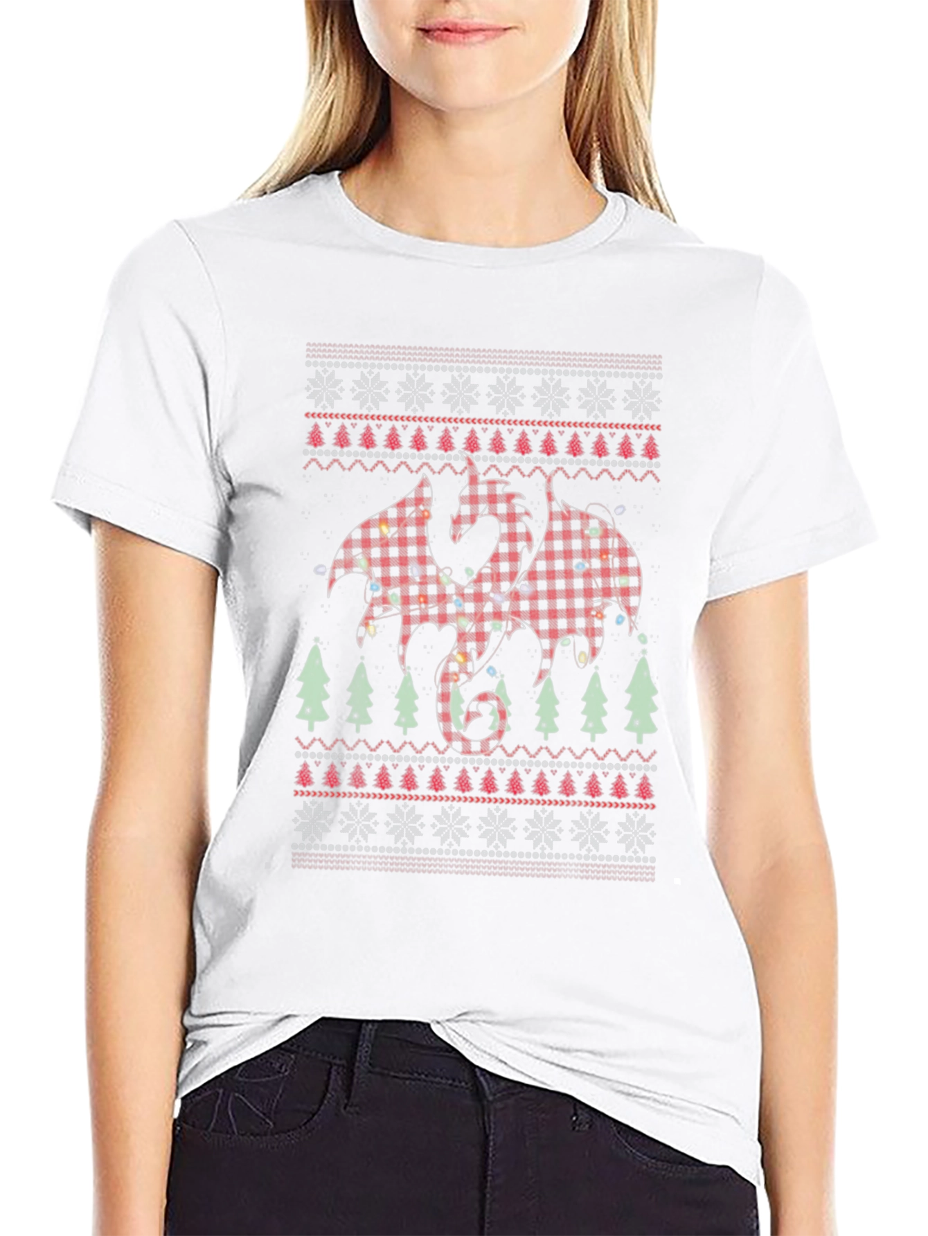 Plaid Dragon Christmas T-Shirt