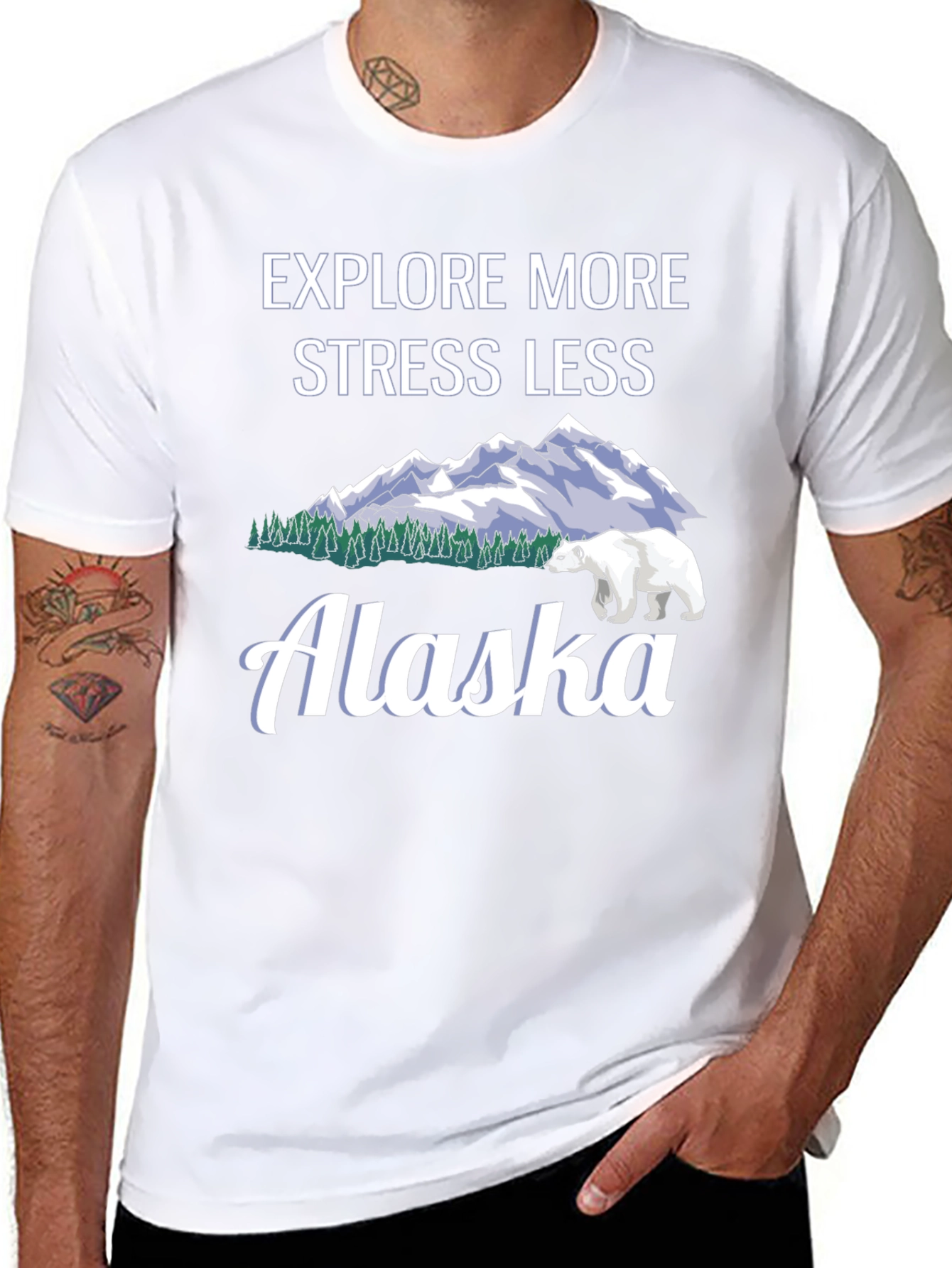 Explore More Stress Less Alaska Graphic Tee