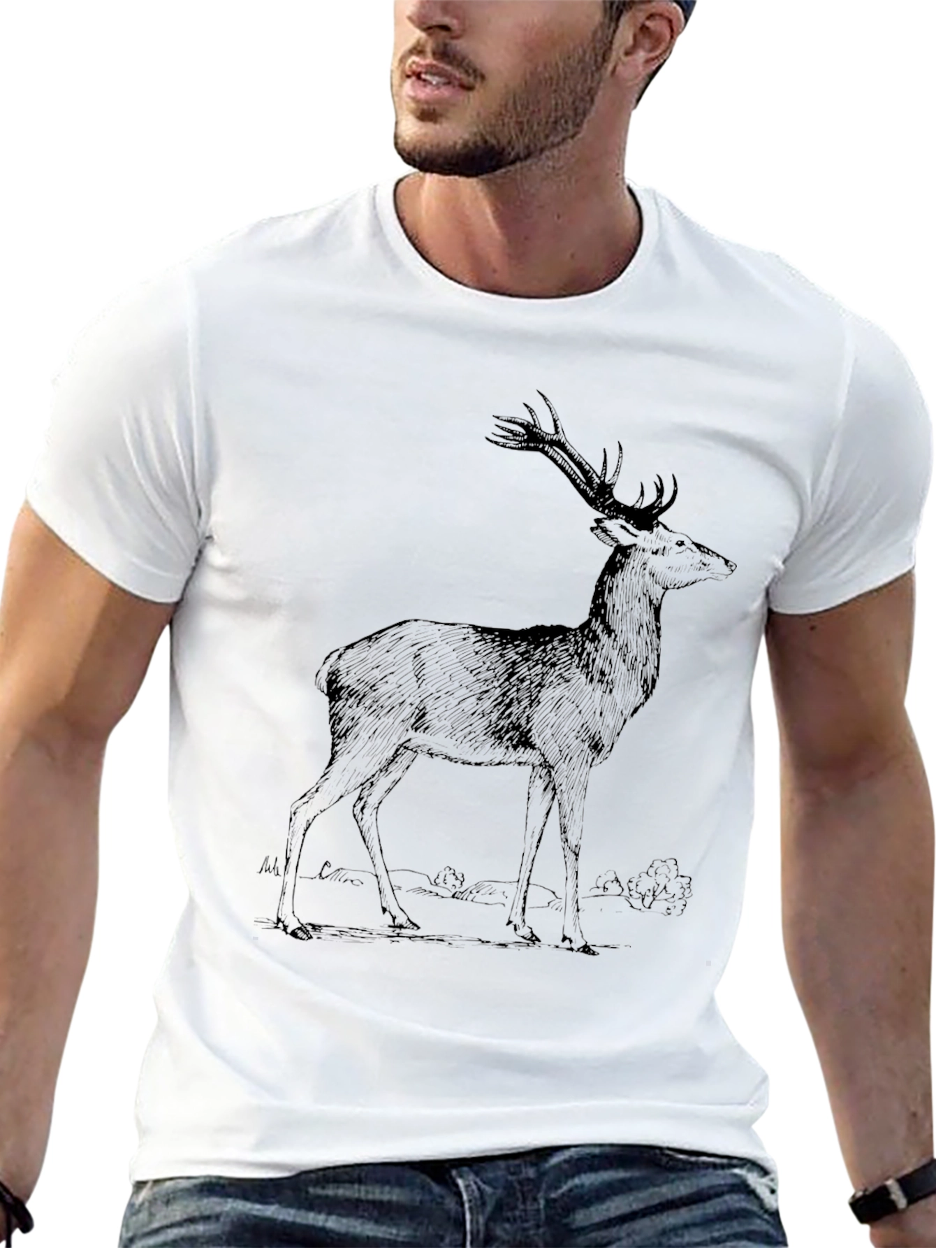 Deer Graphic Tee - Mens Black T-Shirt