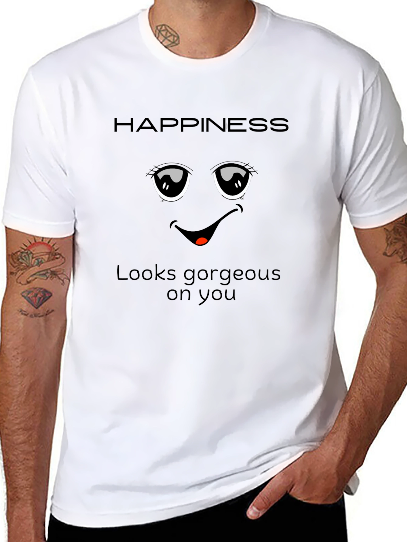 Happiness Graphic Black Tee