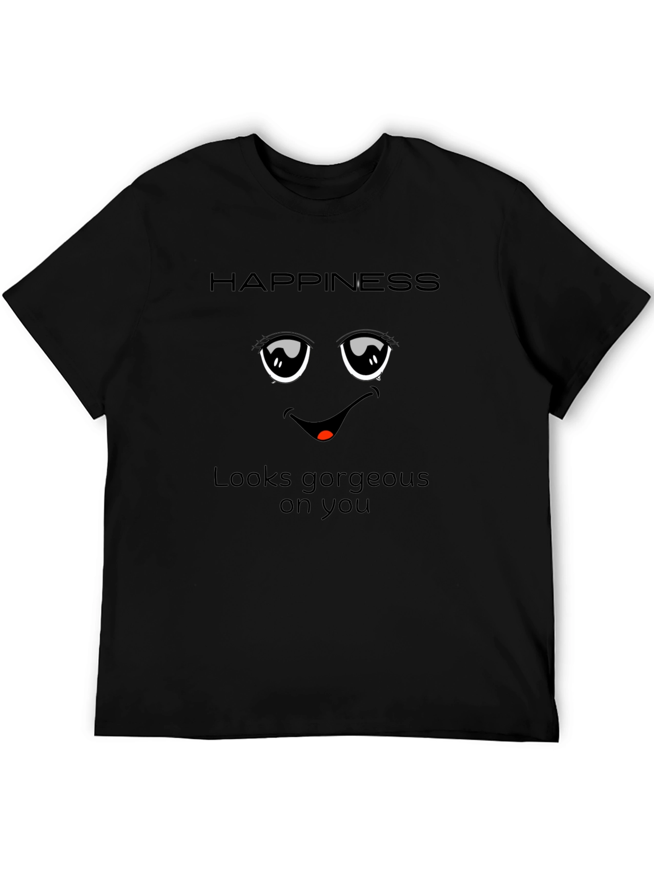 Happiness Graphic Black Tee