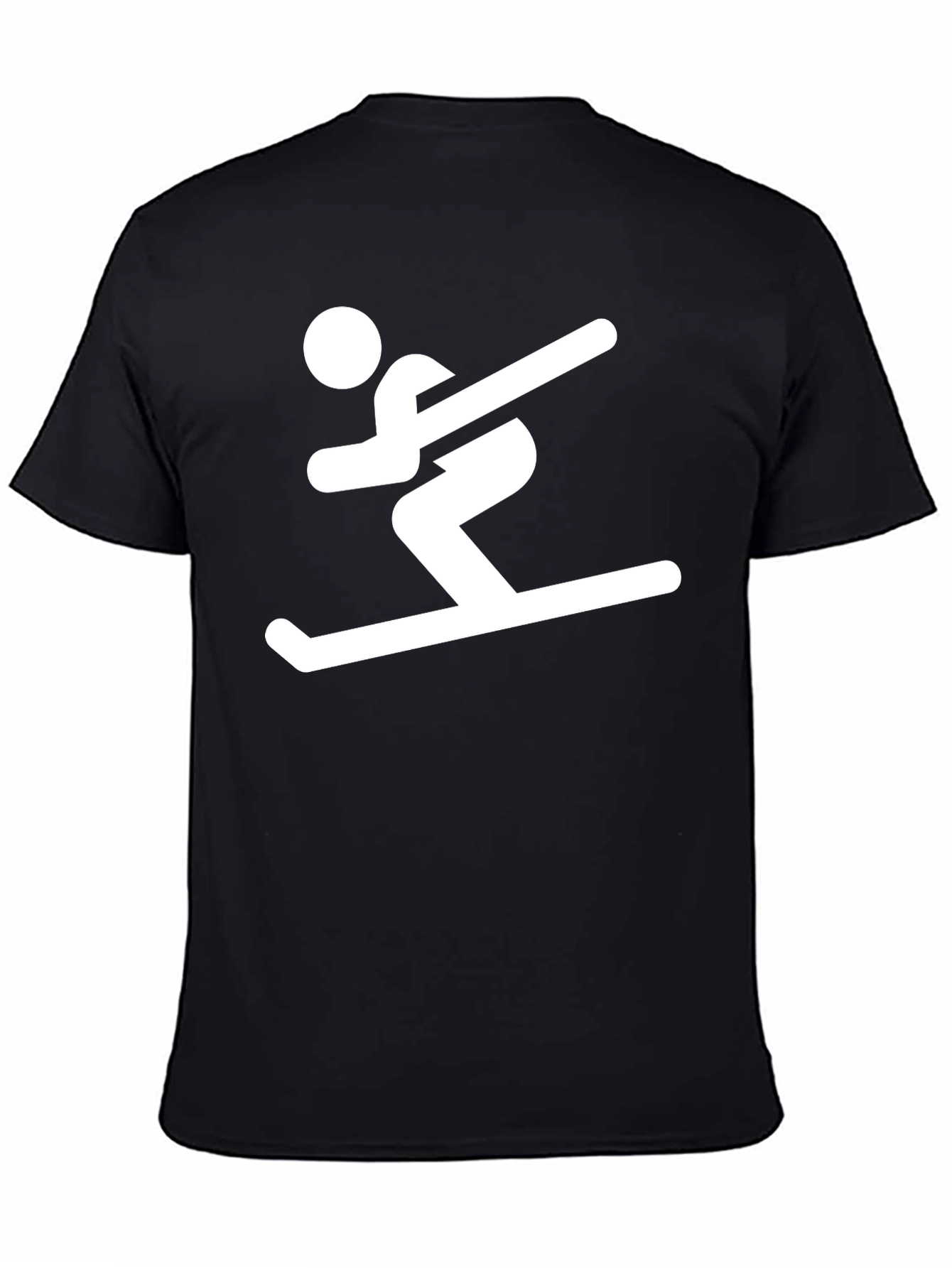 Skiing Man Graphic Tee - Black Cotton T-Shirt