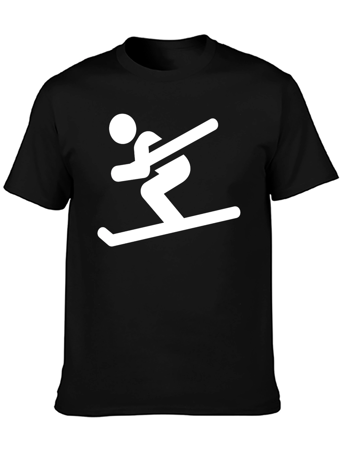 Skiing Man Graphic Tee - Black Cotton T-Shirt