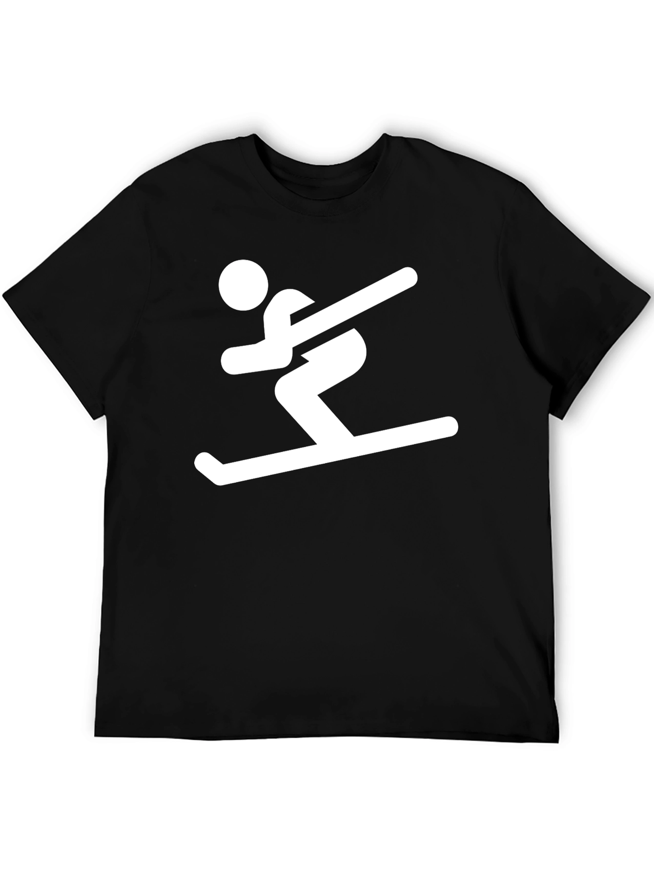 Skiing Man Graphic Tee - Black Cotton T-Shirt