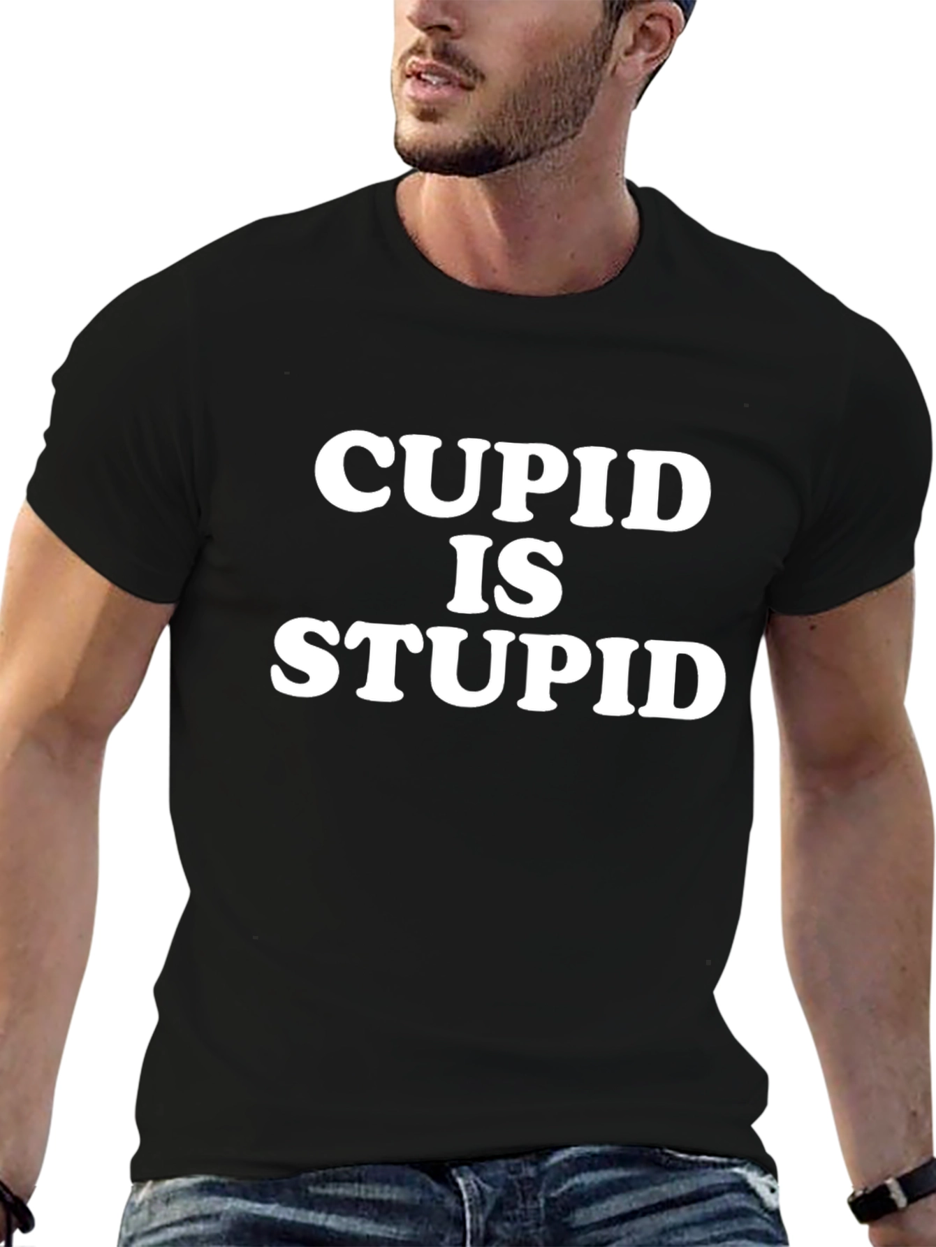 Cupid Is Stupid Graphic T-Shirt - Black