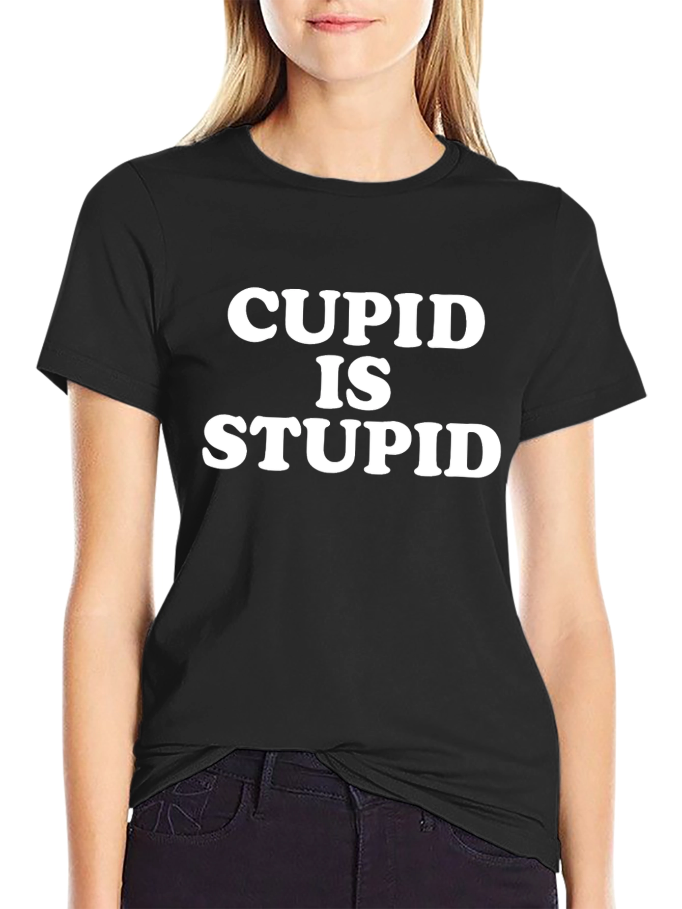 Cupid Is Stupid Graphic T-Shirt - Black