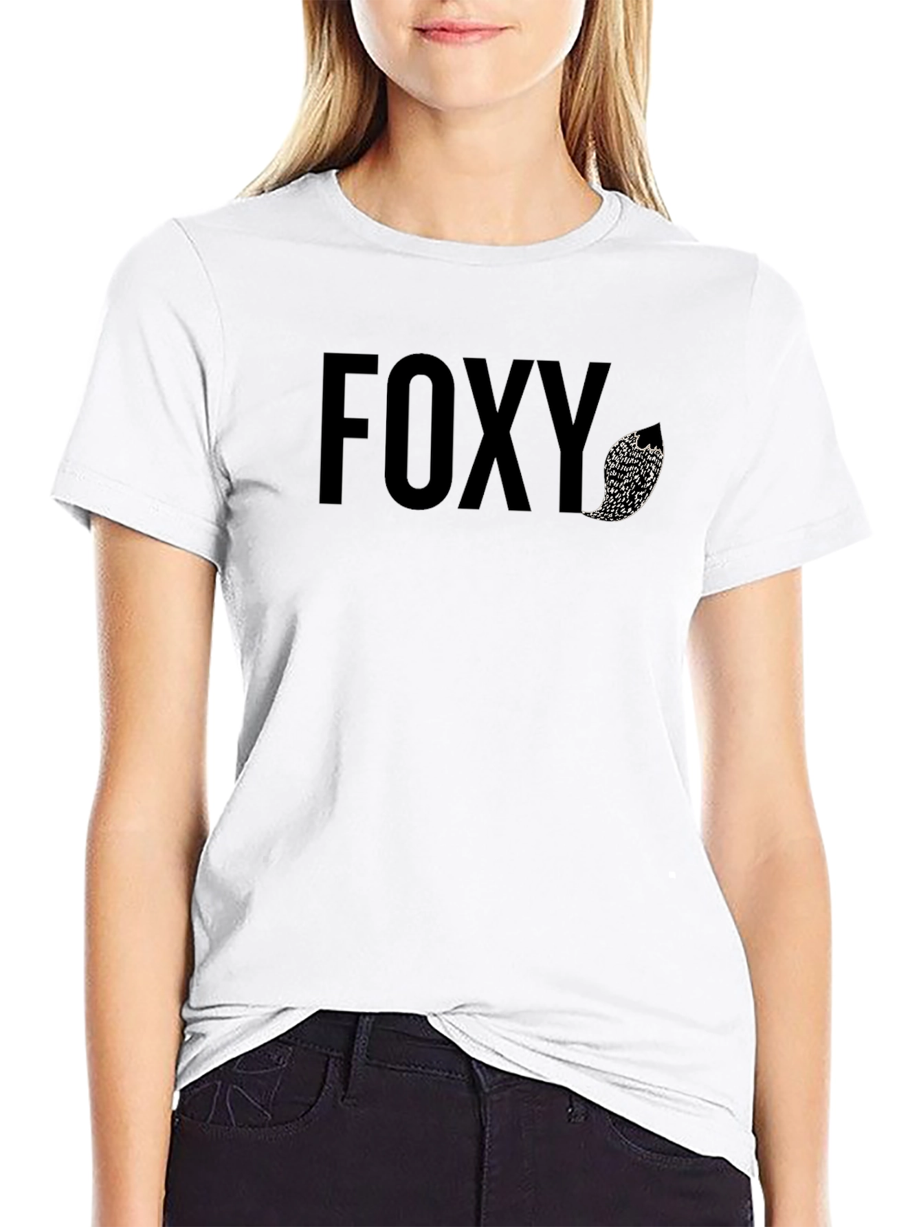 Foxy Graphic Tee - Black Cotton Blend Shirt