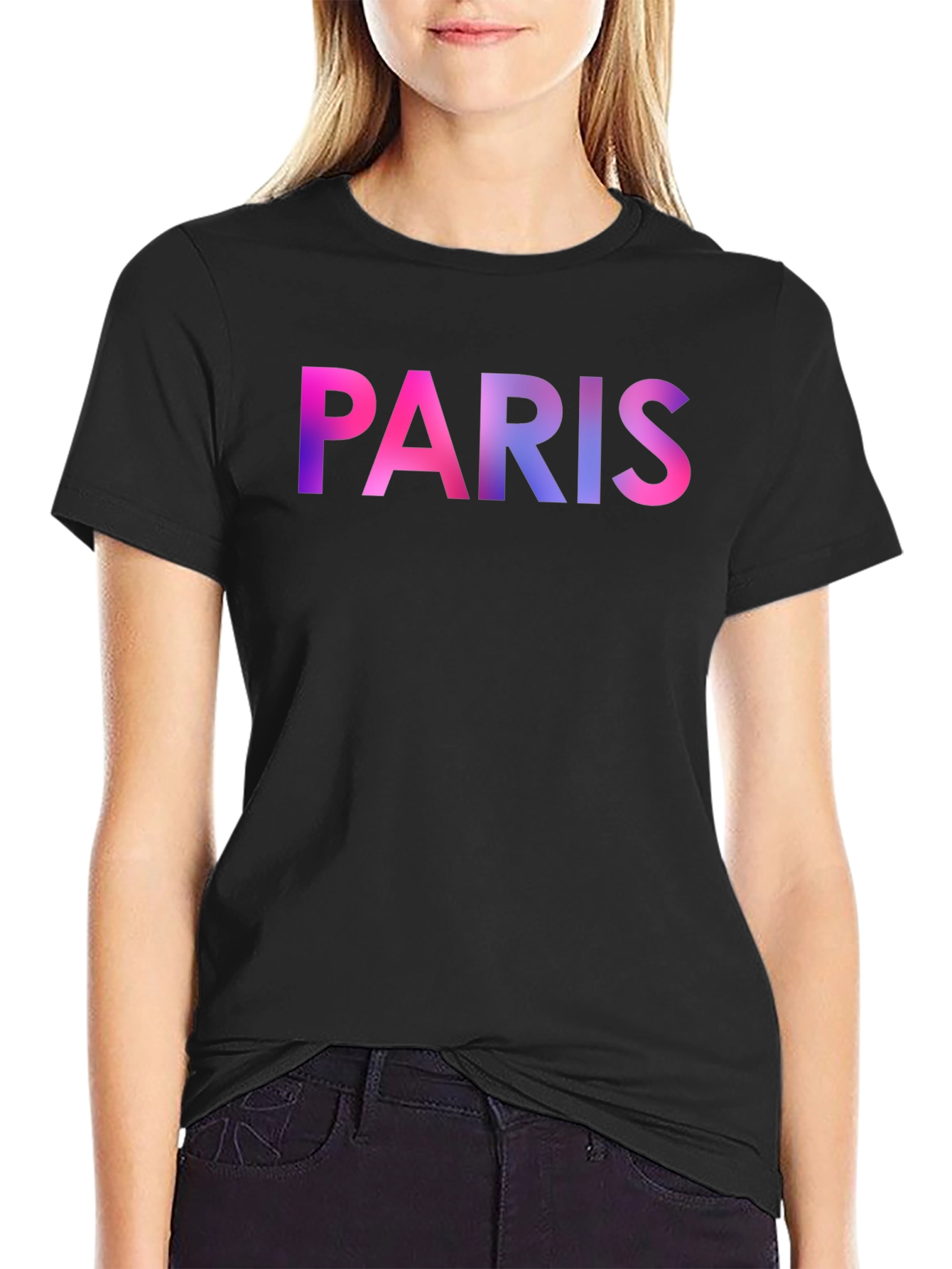 Paris Gradient Graphic Black T-Shirt