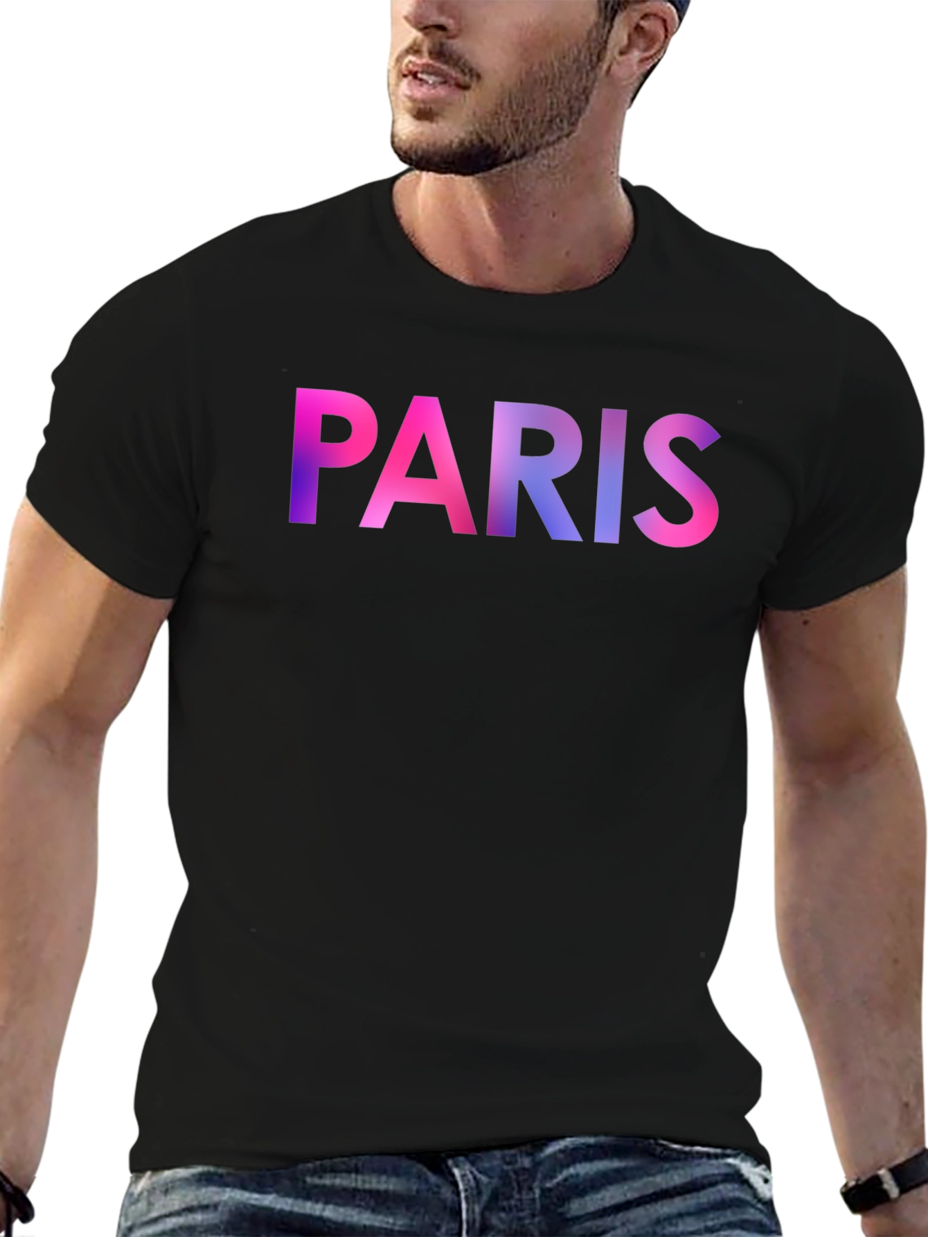 Paris Gradient Graphic Black T-Shirt