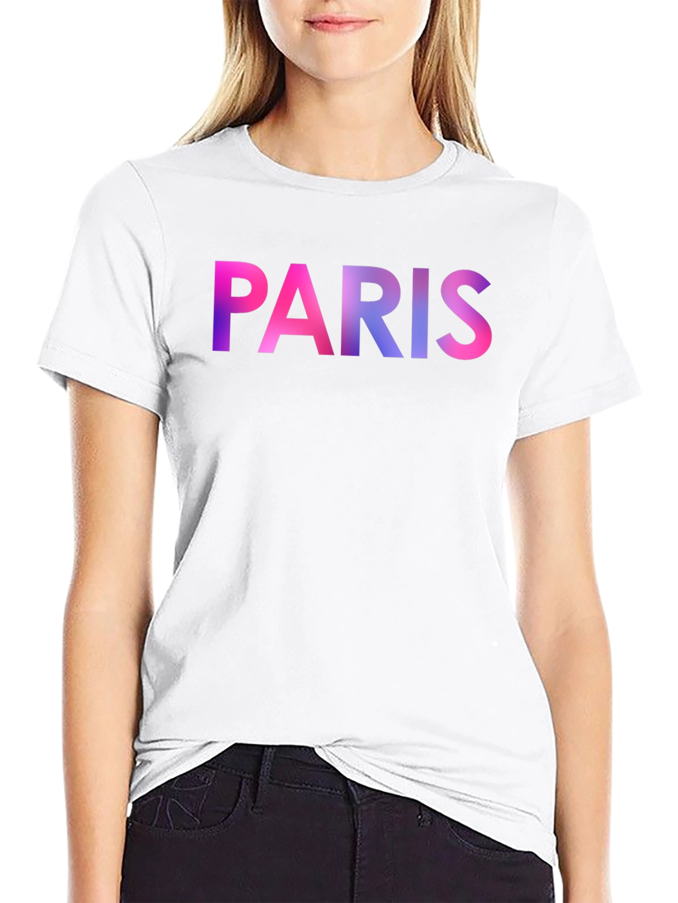 Paris Gradient Graphic Black T-Shirt