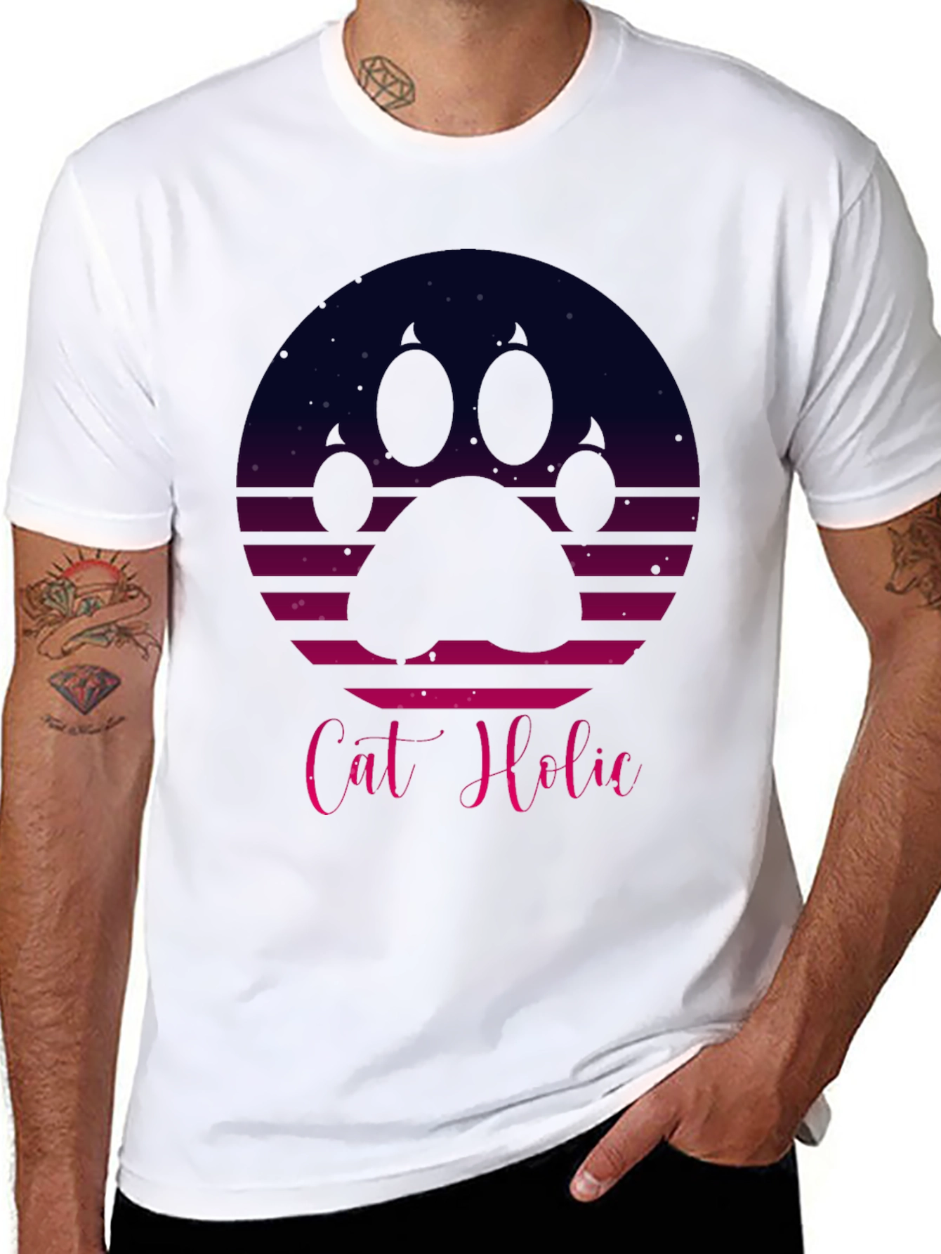 Cat Holic Retro Style Graphic T-Shirt