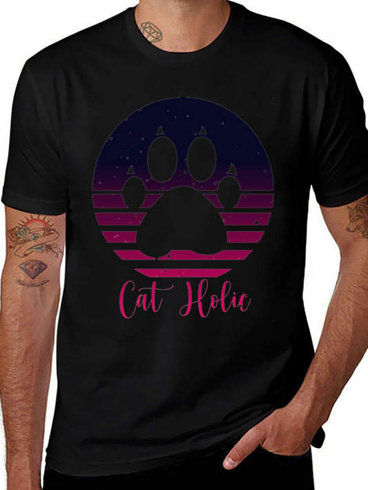 Cat Holic Retro Style Graphic T-Shirt