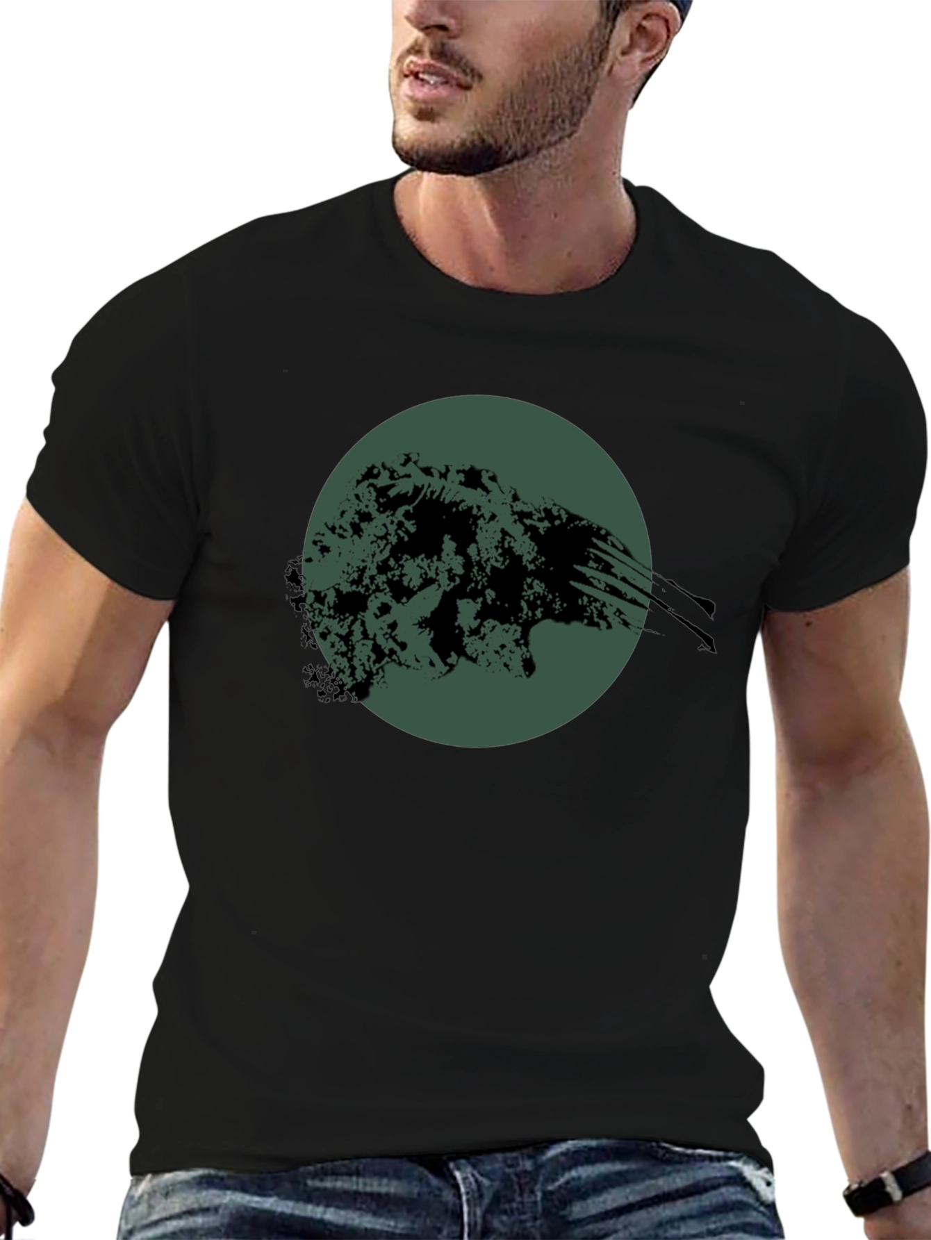 Abstract Graphic Print Black T-Shirt