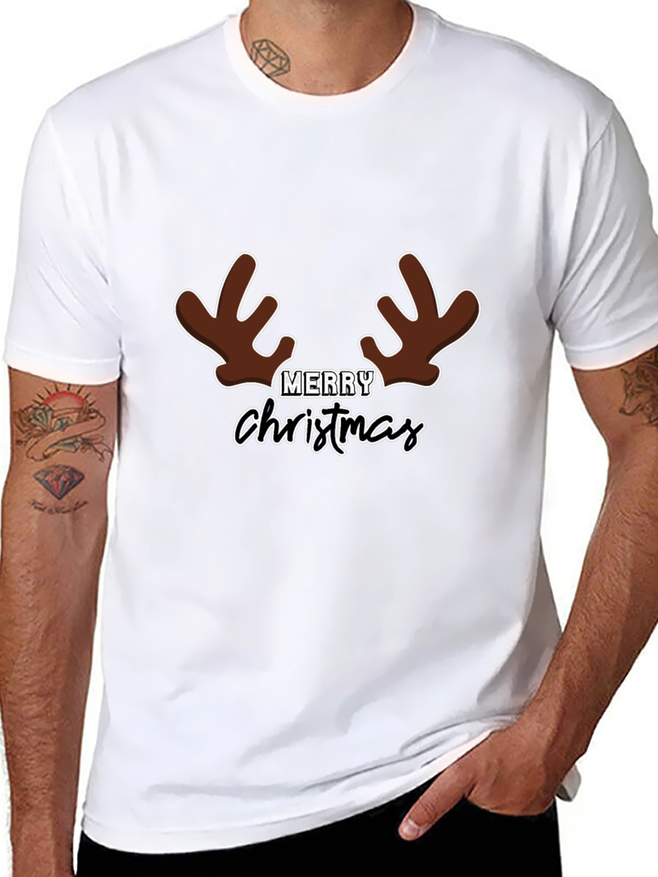 Merry Christmas Reindeer Antlers T-Shirt