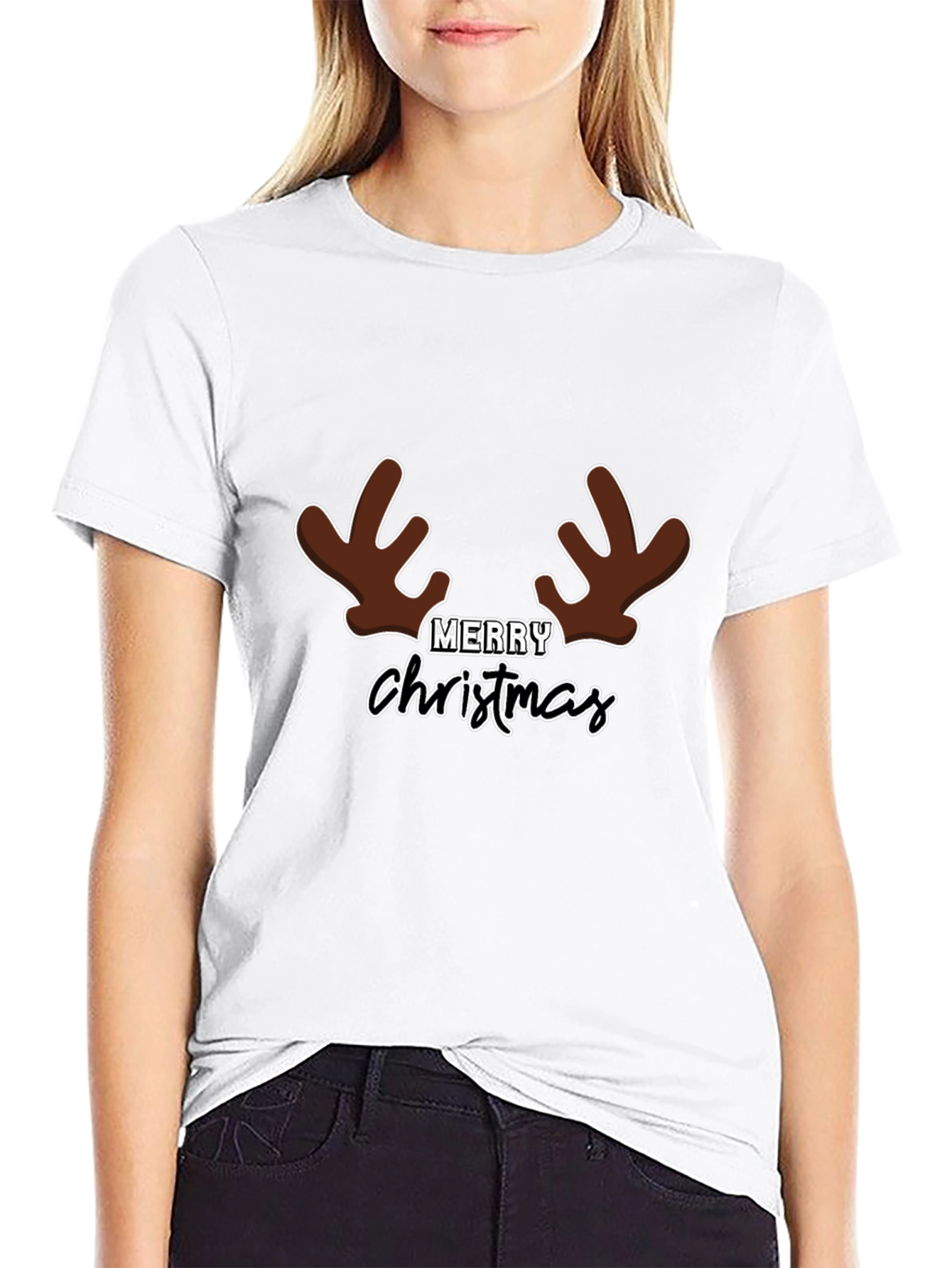 Merry Christmas Reindeer Antlers T-Shirt