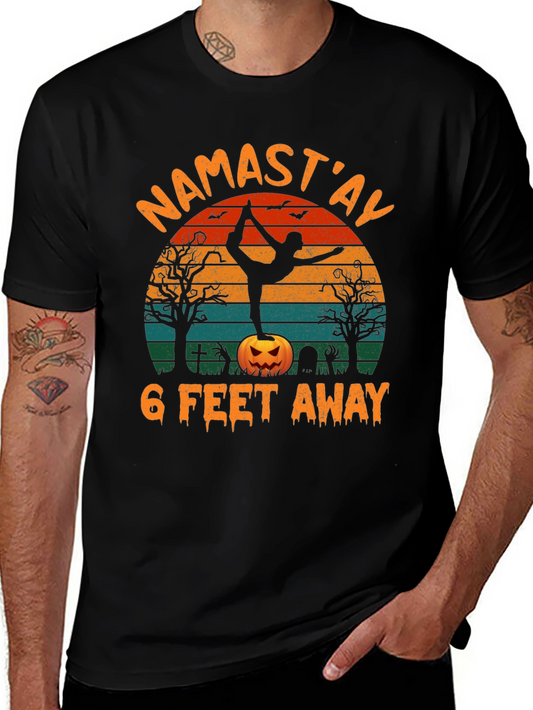Namastay 6 Feet Away Halloween Yoga T-Shirt