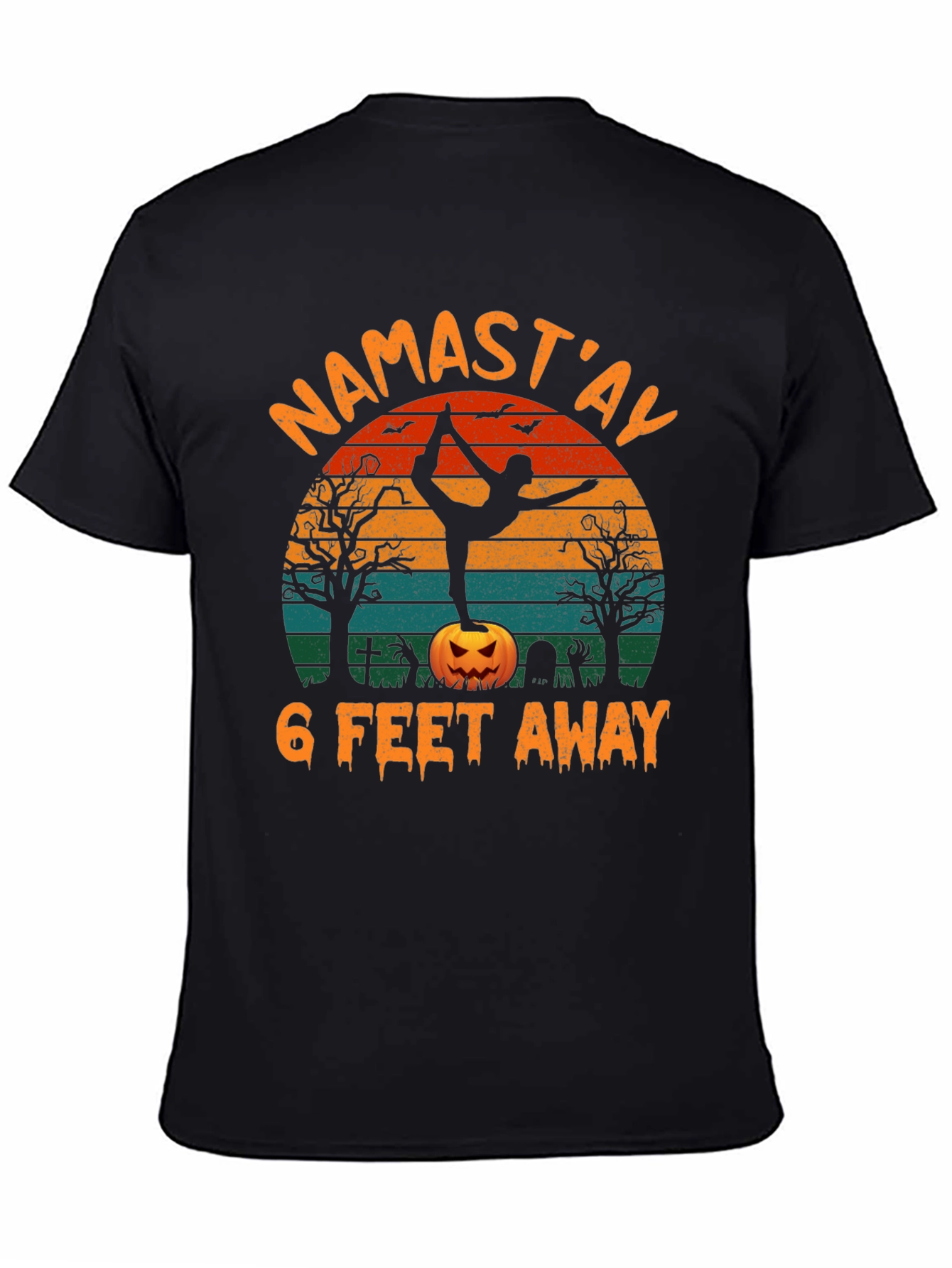 Namastay 6 Feet Away Halloween Yoga T-Shirt