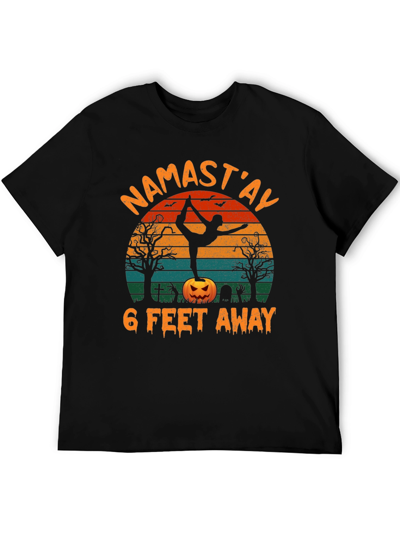 Namastay 6 Feet Away Halloween Yoga T-Shirt