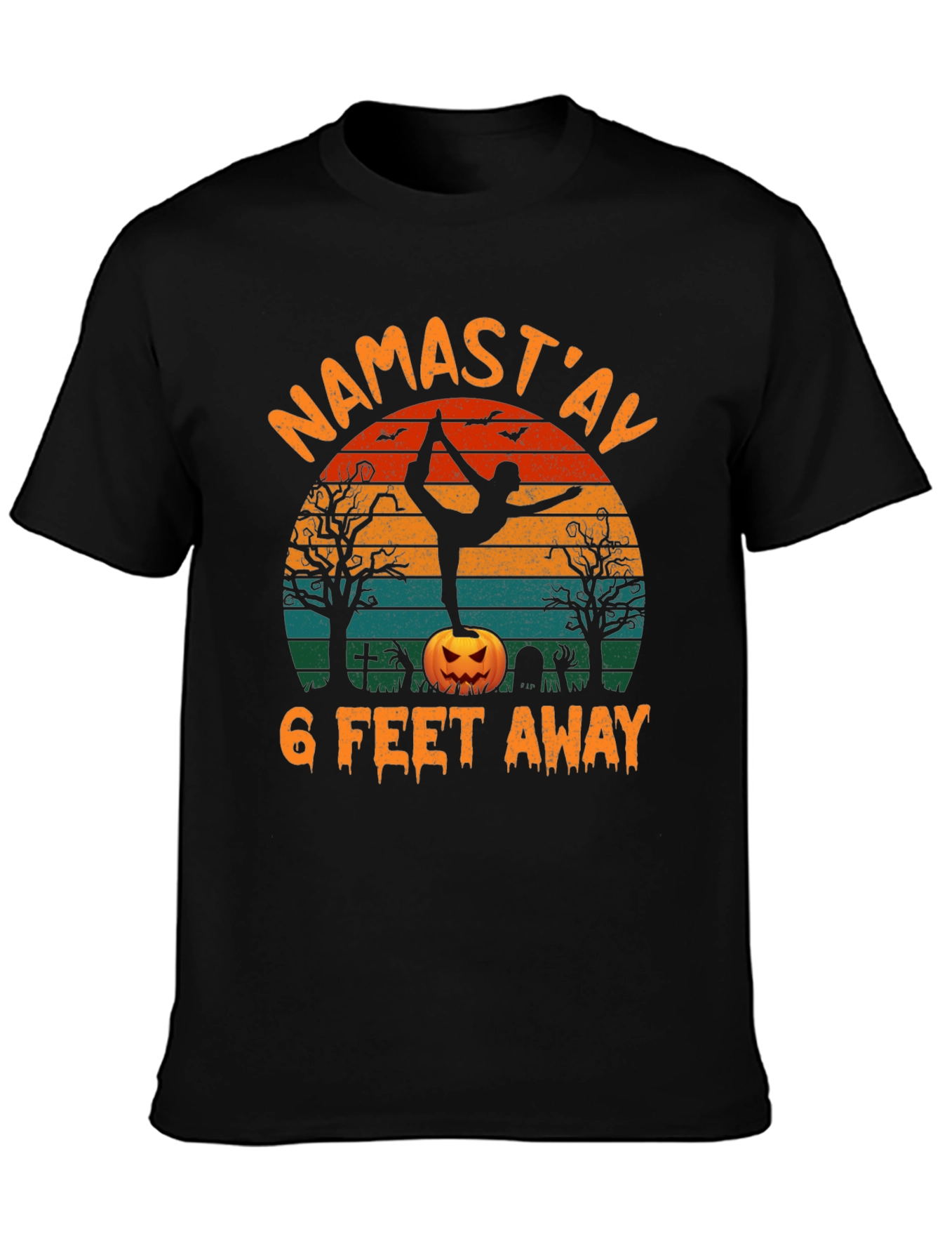 Namastay 6 Feet Away Halloween Yoga T-Shirt