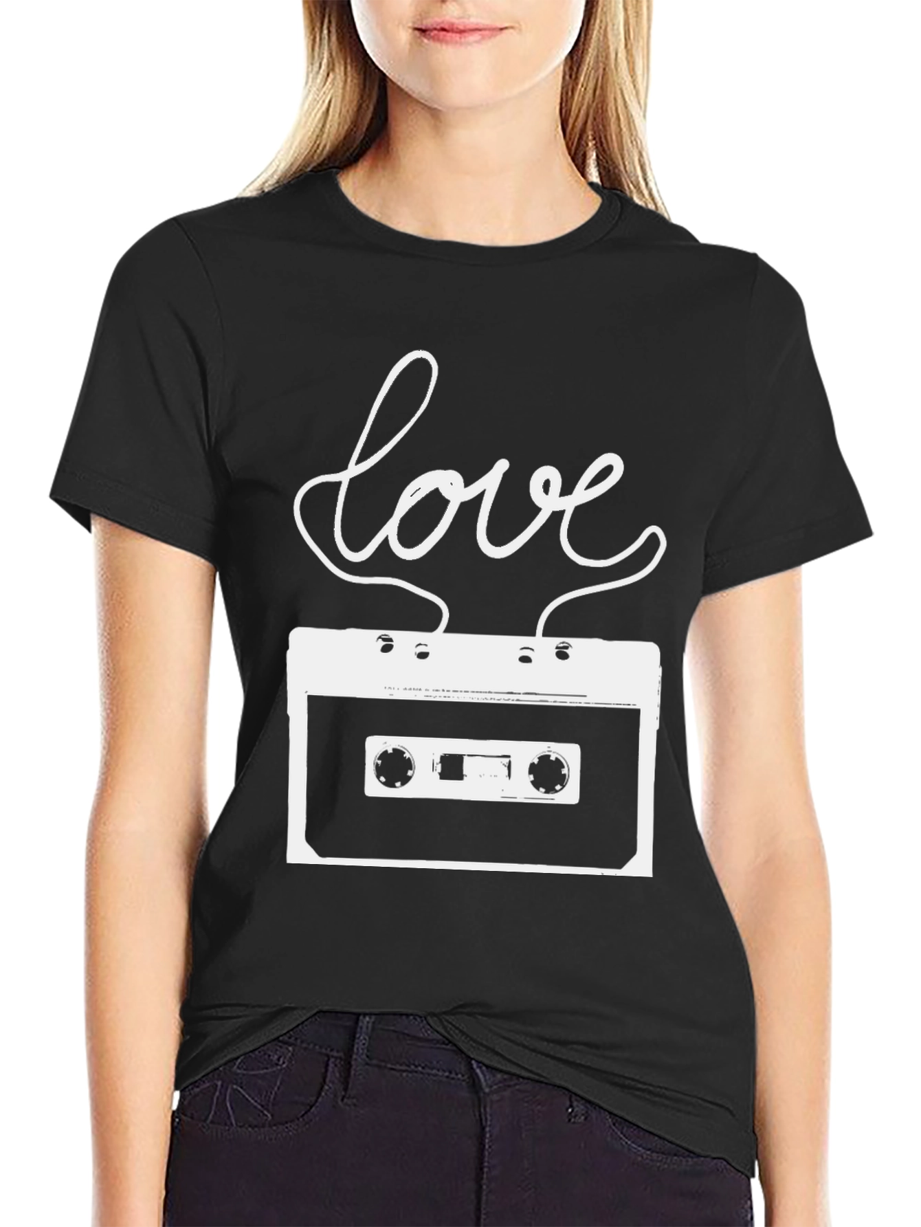 Retro Love Cassette Graphic Tee - Classic Style