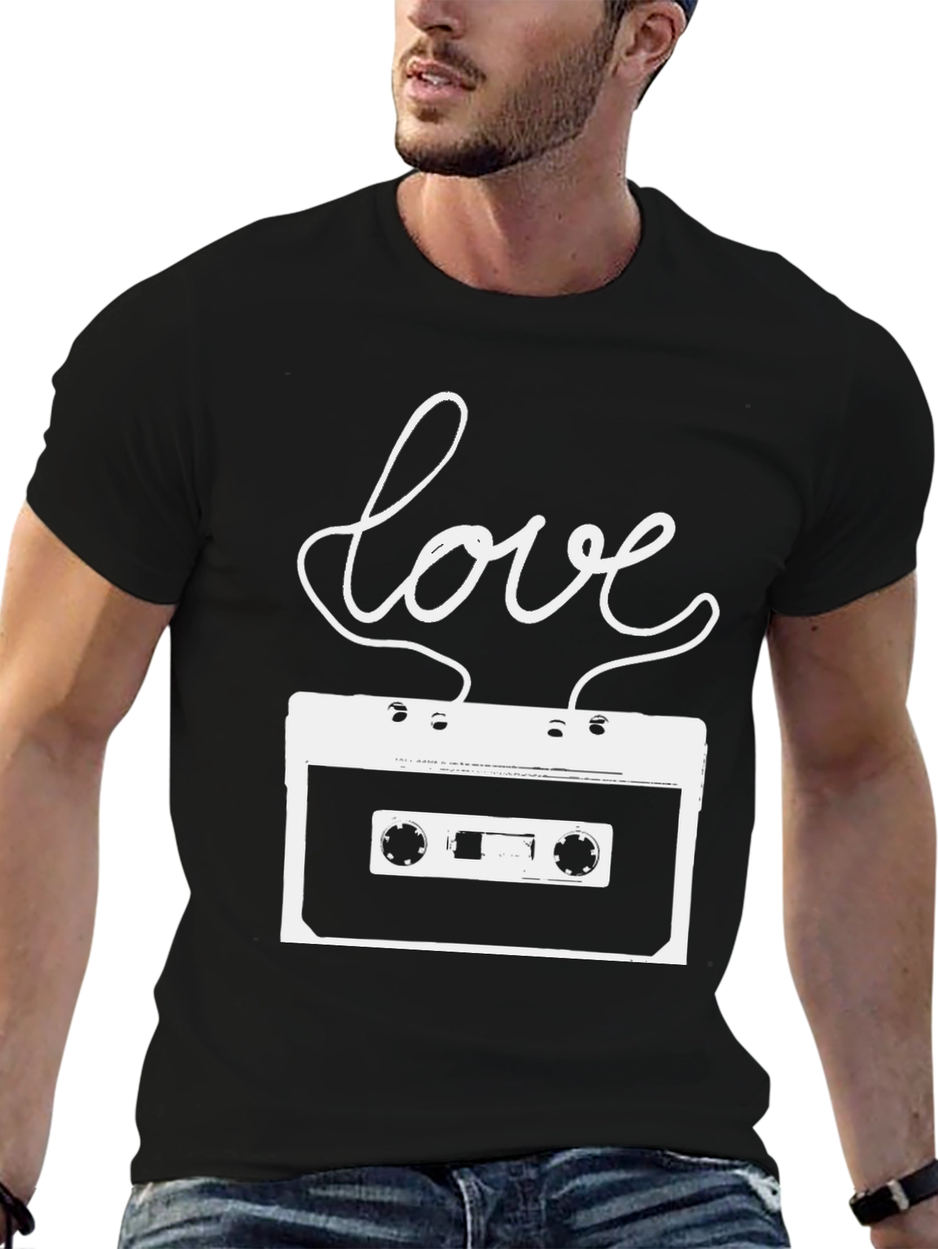 Retro Love Cassette Graphic Tee - Classic Style