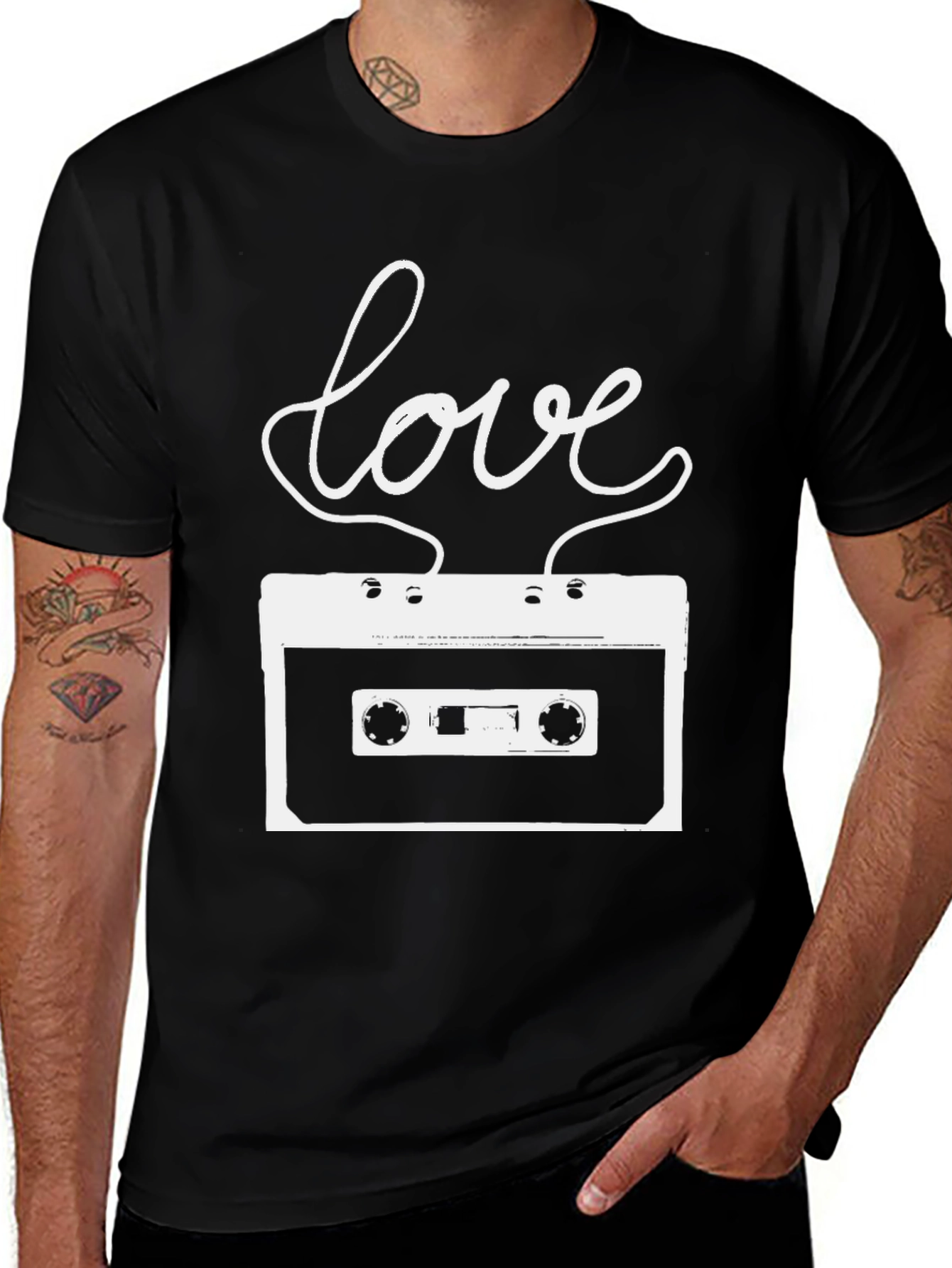 Retro Love Cassette Graphic Tee - Classic Style