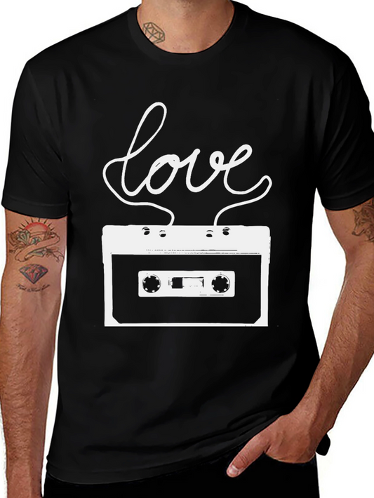 Retro Love Cassette Graphic Tee - Classic Style