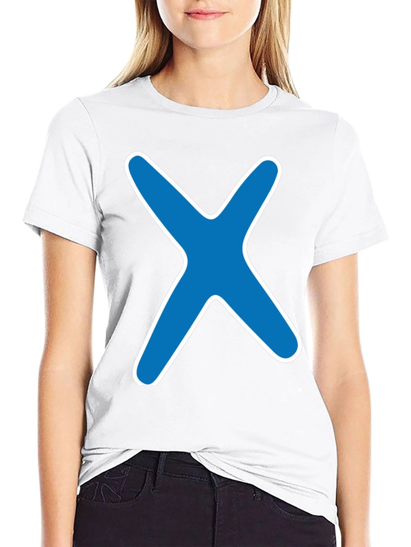 Blue X Graphic Black T-Shirt