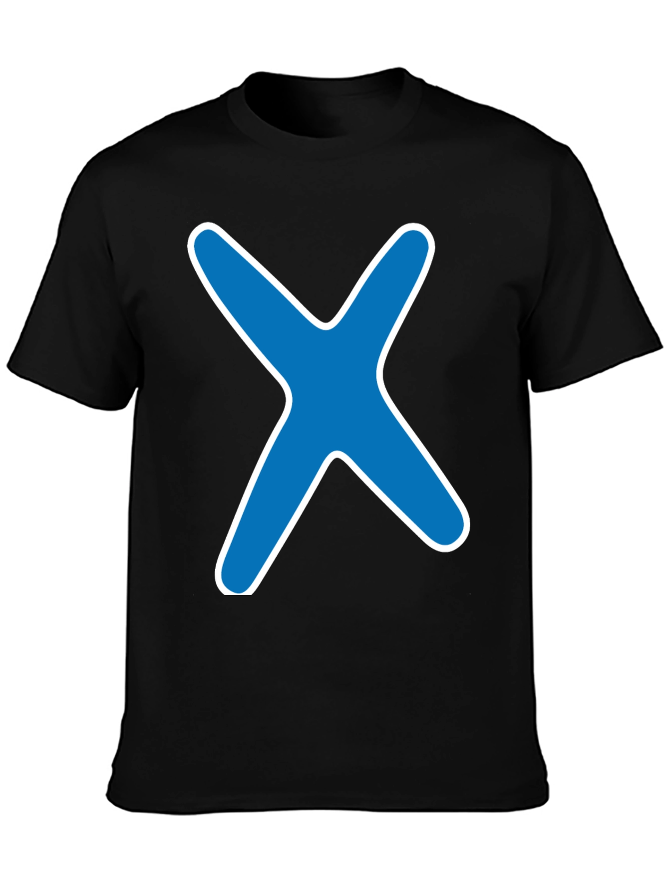 Blue X Graphic Black T-Shirt