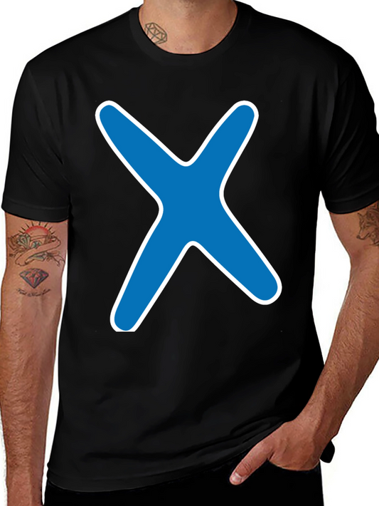 Blue X Graphic Black T-Shirt
