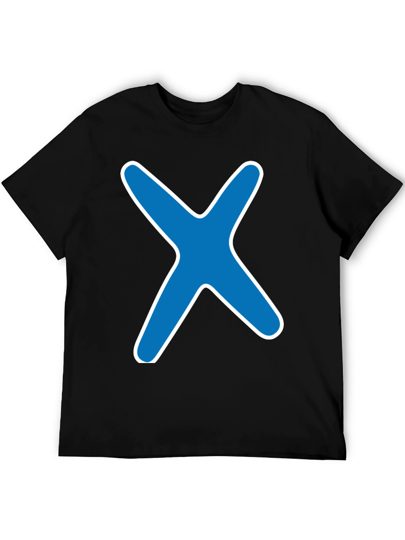 Blue X Graphic Black T-Shirt