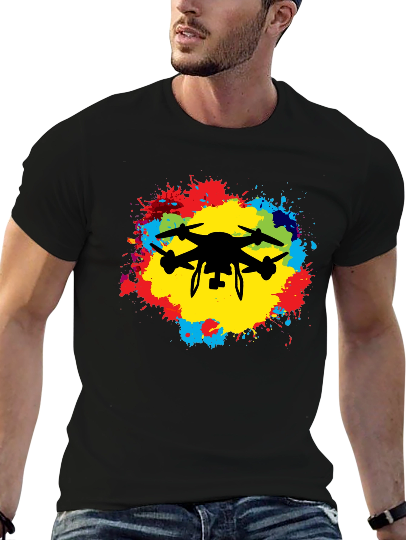Drone Silhouette Splash T-Shirt