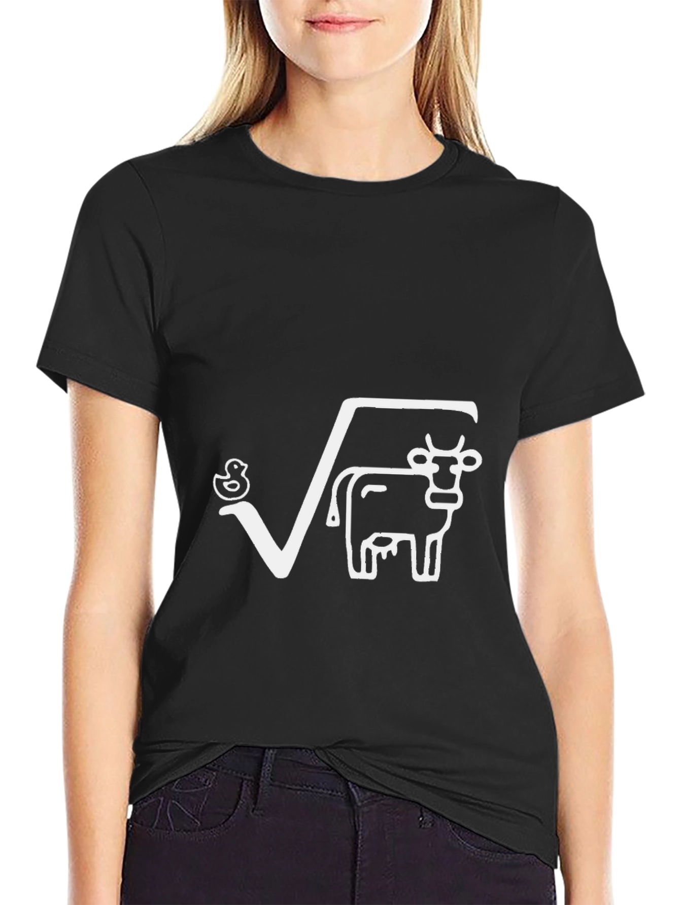 Duck and Cow Square Root T-Shirt Funny Math Tee