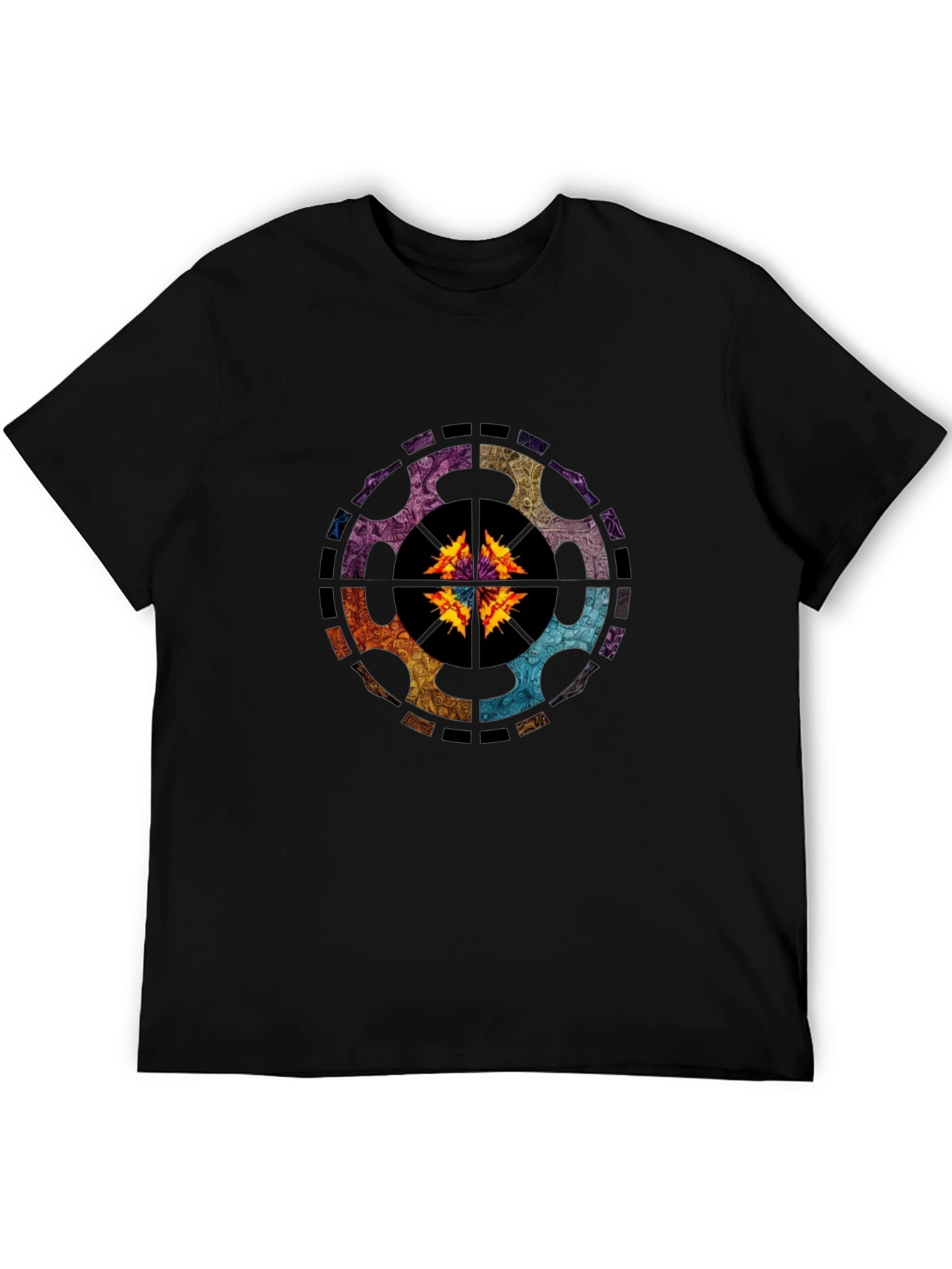 Abstract Geometric Graphic Tee - Black
