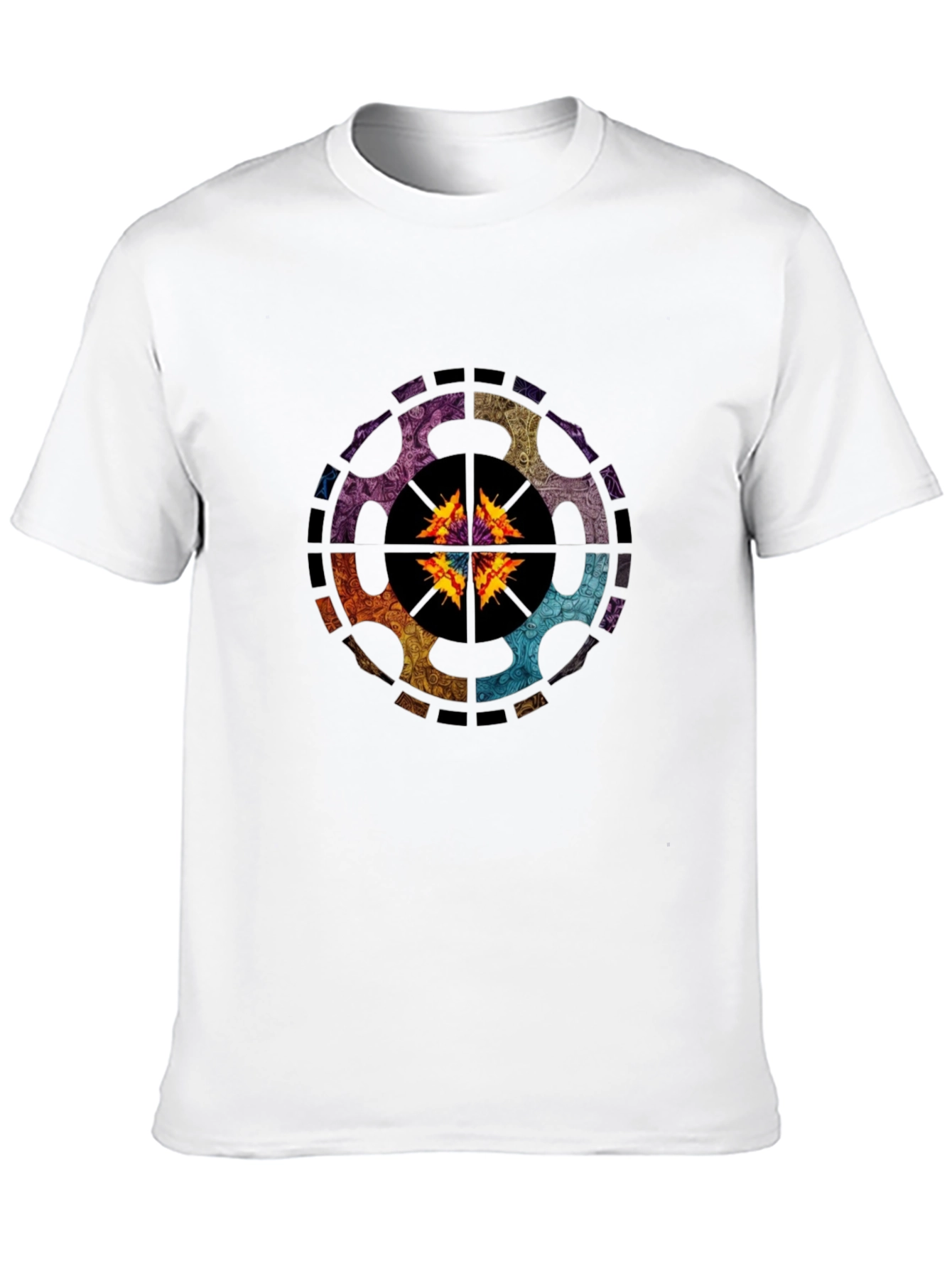 Abstract Geometric Graphic Tee - Black