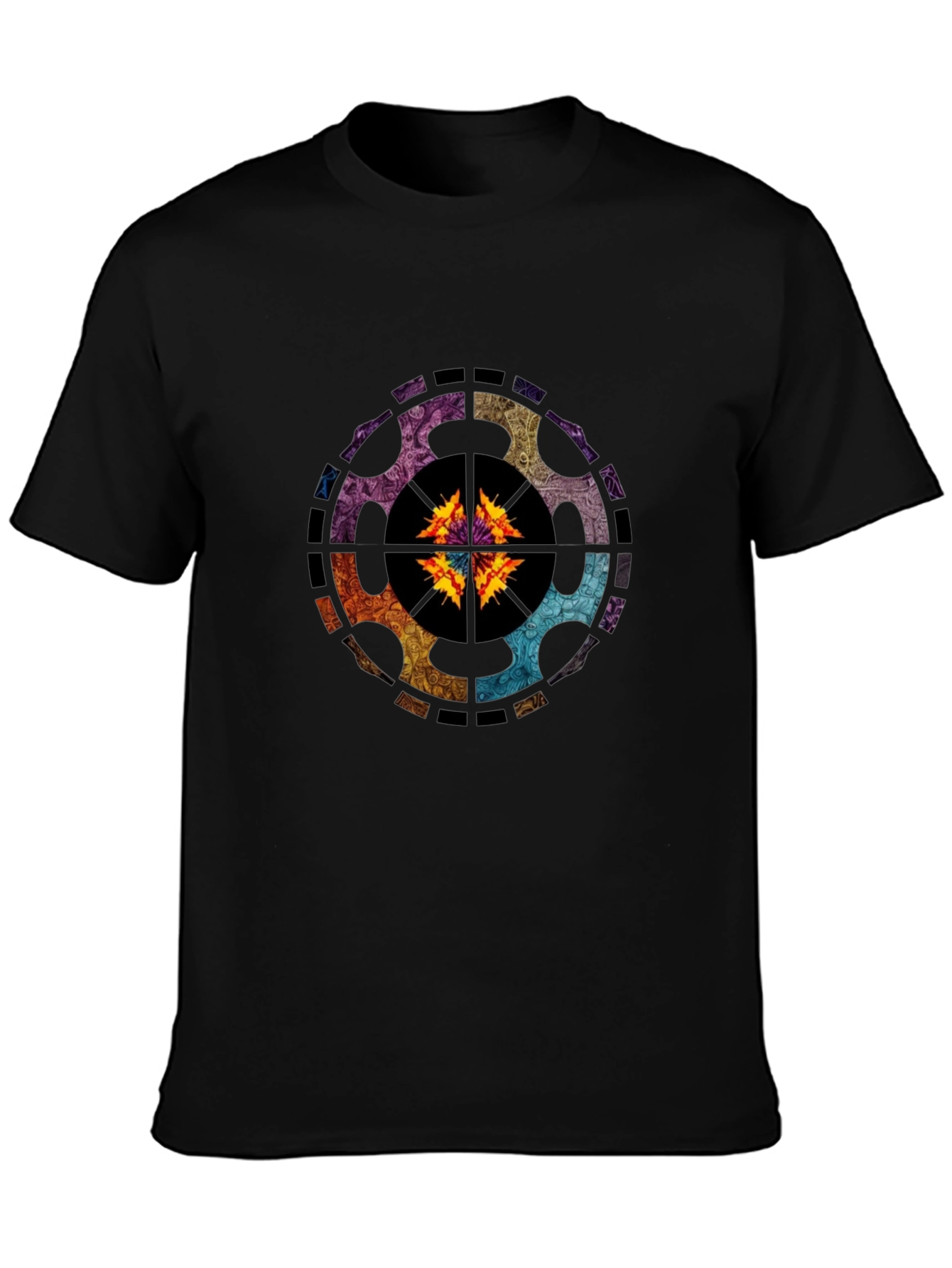 Abstract Geometric Graphic Tee - Black