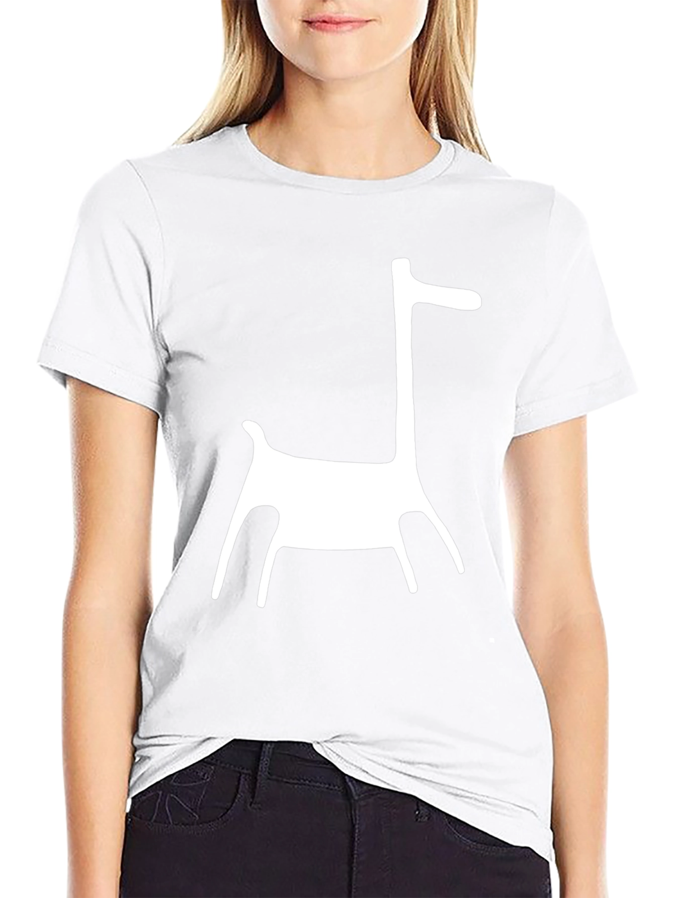 Modern Art Giraffe Print Black T-Shirt