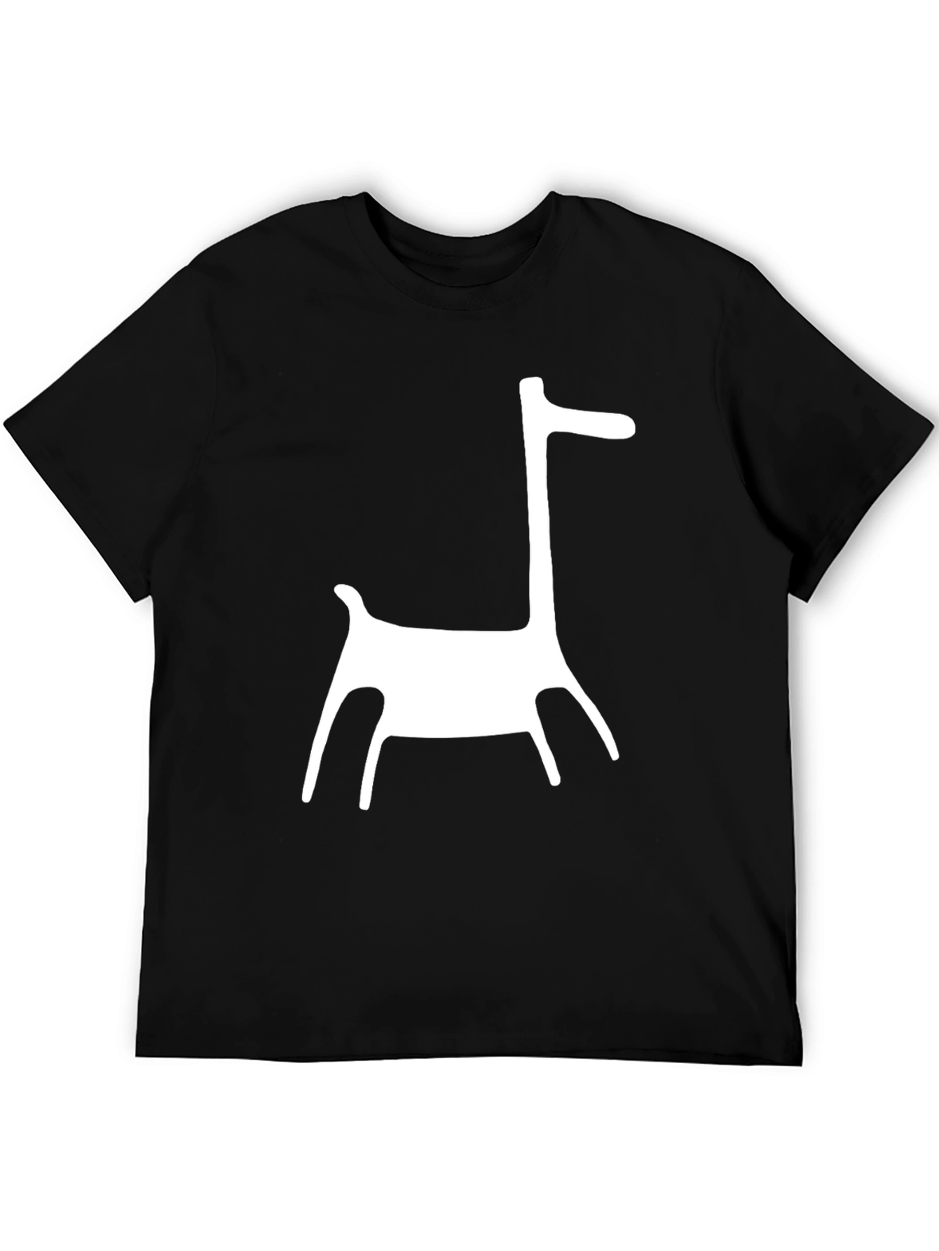 Modern Art Giraffe Print Black T-Shirt