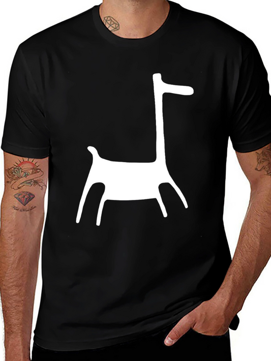 Modern Art Giraffe Print Black T-Shirt