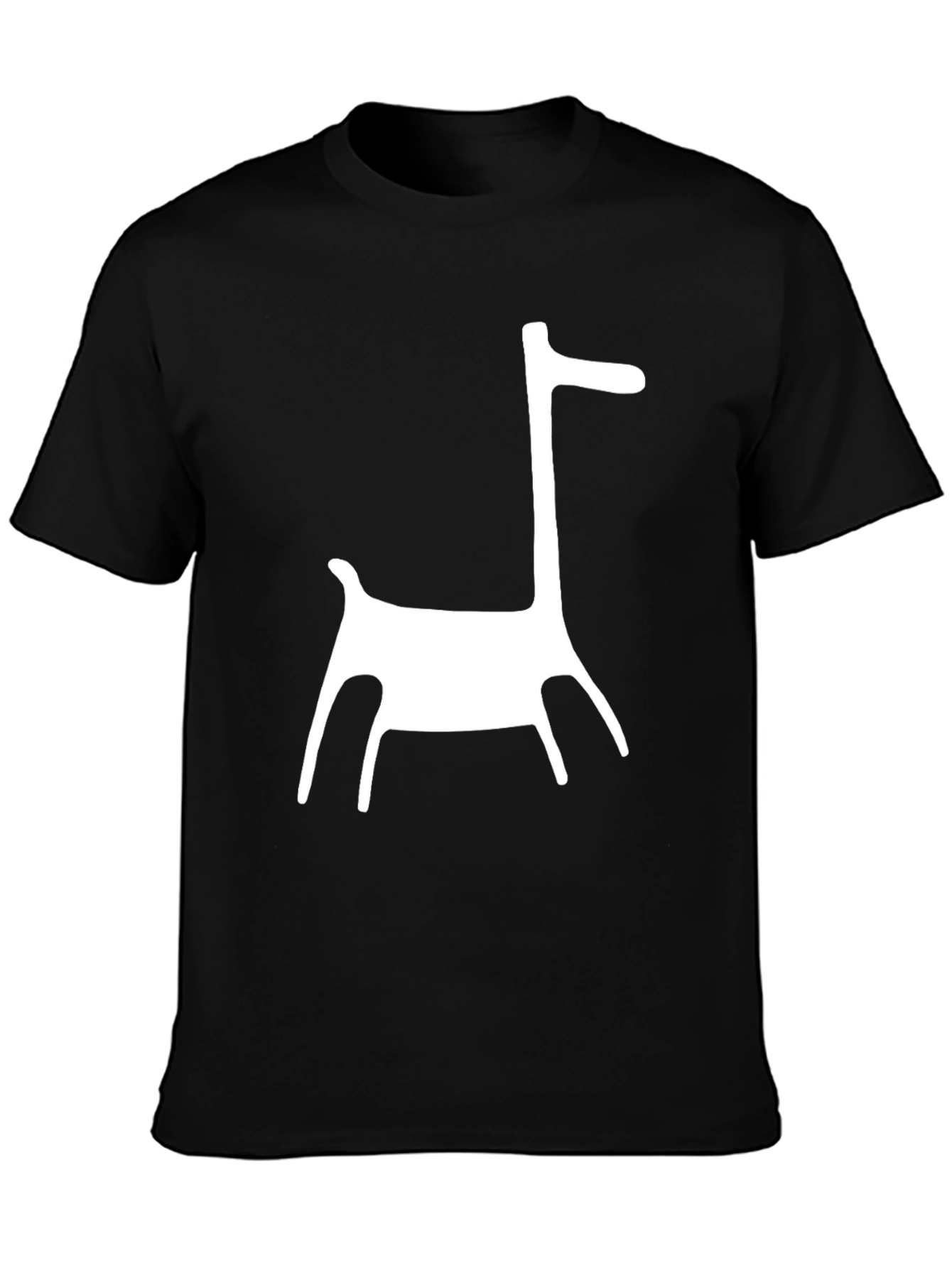 Modern Art Giraffe Print Black T-Shirt