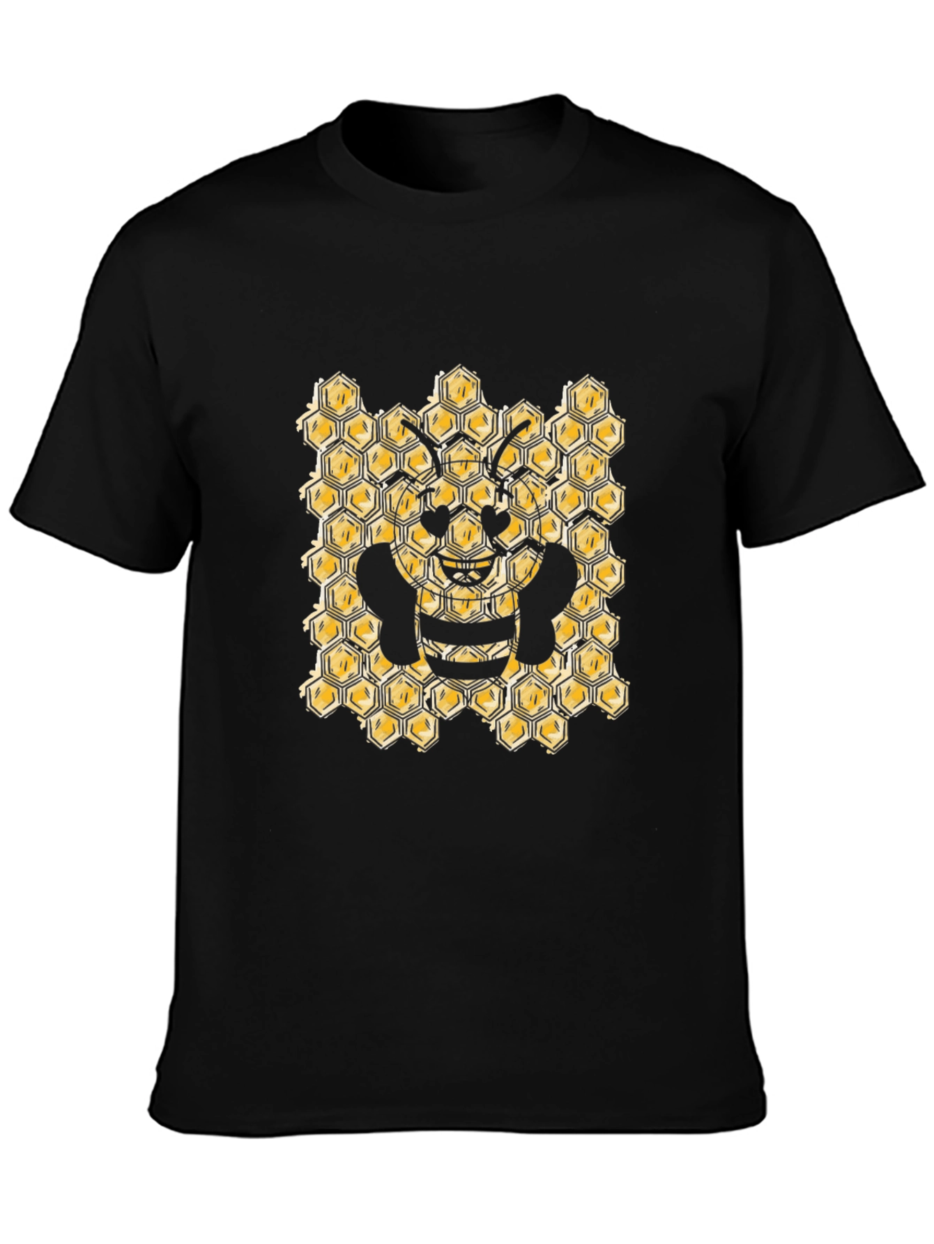 Honeycomb Bee Graphic Tee - Black