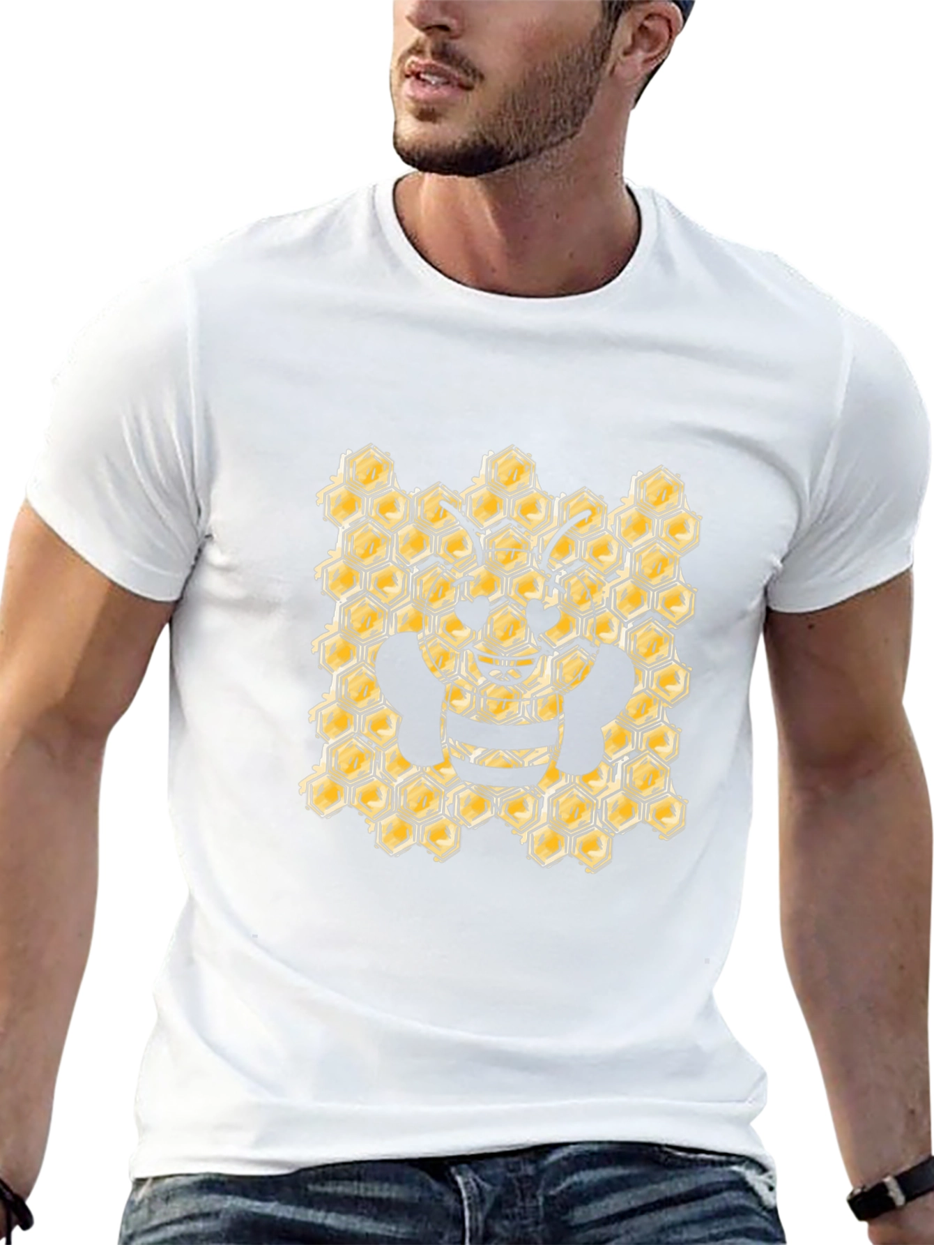 Honeycomb Bee Graphic Tee - Black